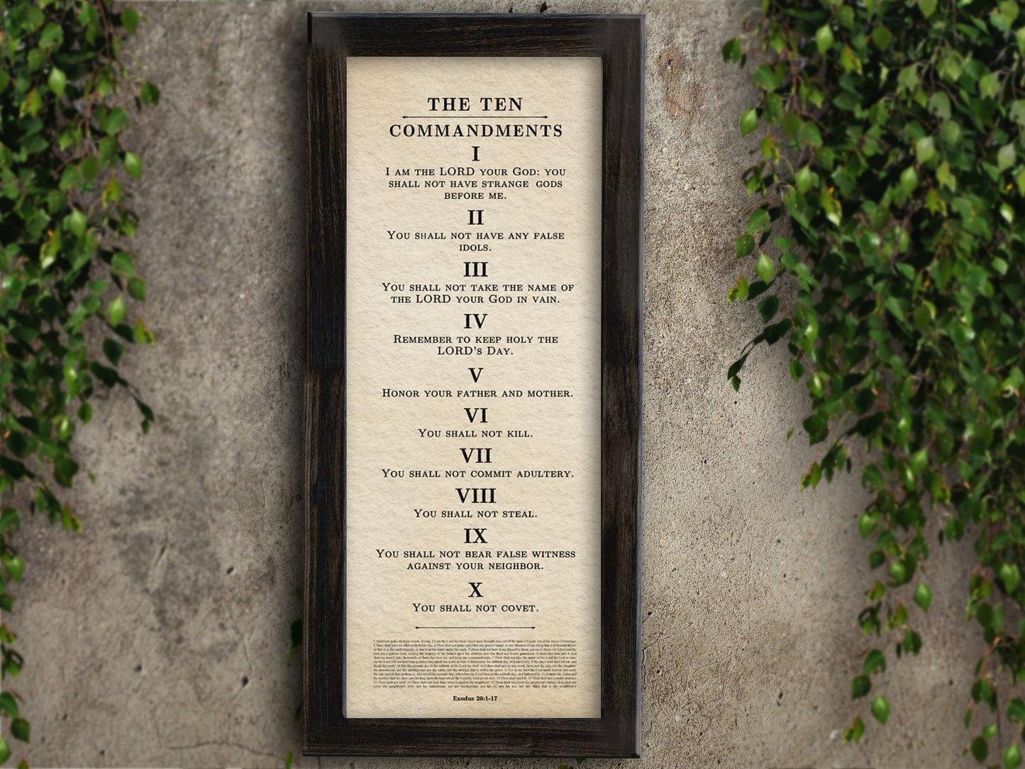 Framed Ten Commandments Parchment Wall Art