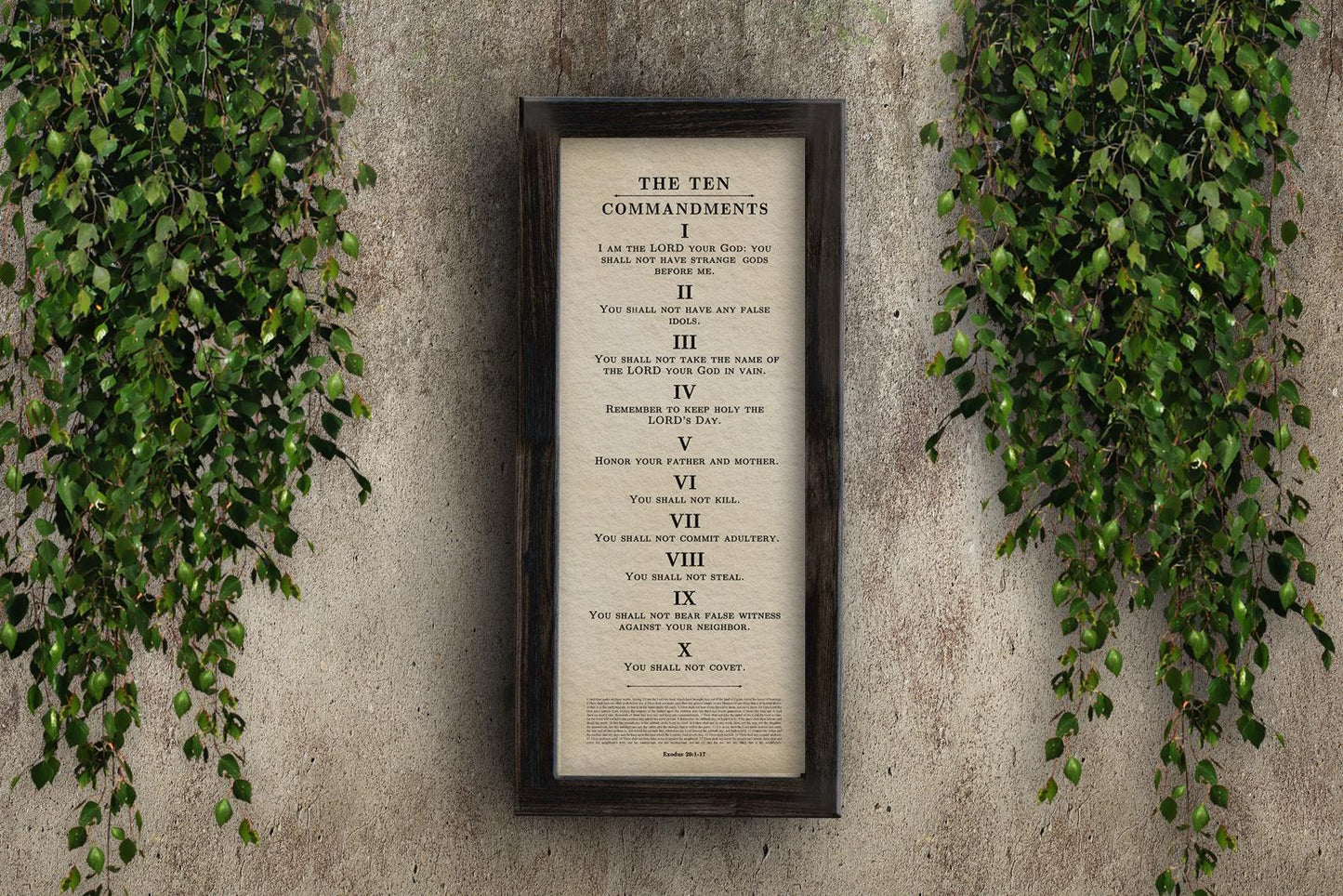 Framed Ten Commandments Parchment Wall Art