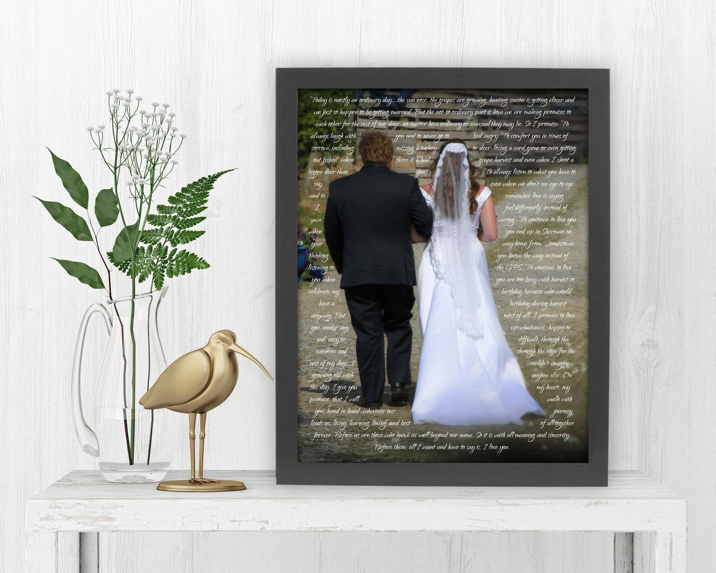 Wedding Vows around Couple - Fine art and canvas personalized anniversary and inspirational gifts