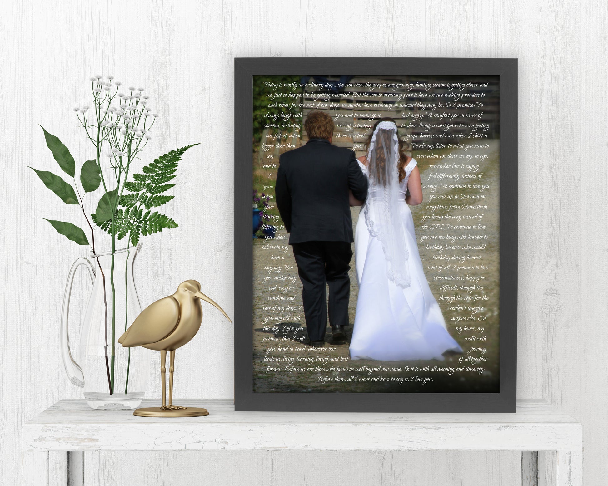 Wedding Vows around Couple - Fine art and canvas personalized anniversary and inspirational gifts