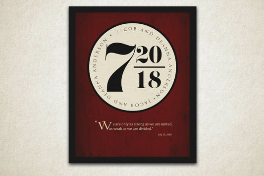 Personalized Wedding Date Print: Platform Sign - Hunnycomb Proverbs - Wedding gift ideas - paper anniversary gifts 