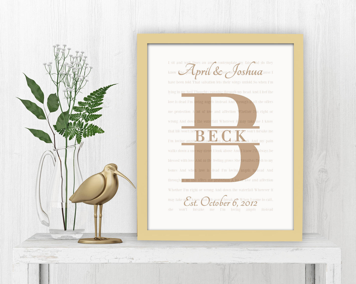 His and Her Monogrammed Art - Fine art and canvas personalized anniversary and inspirational gifts