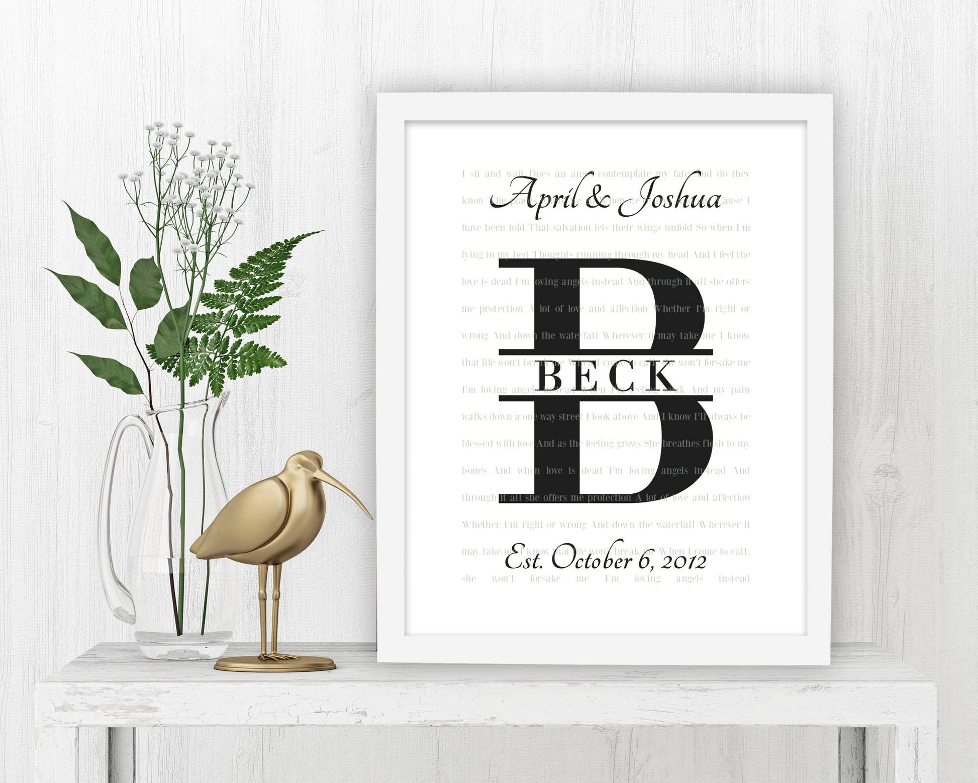 His and Her Monogrammed Art - Fine art and canvas personalized anniversary and inspirational gifts