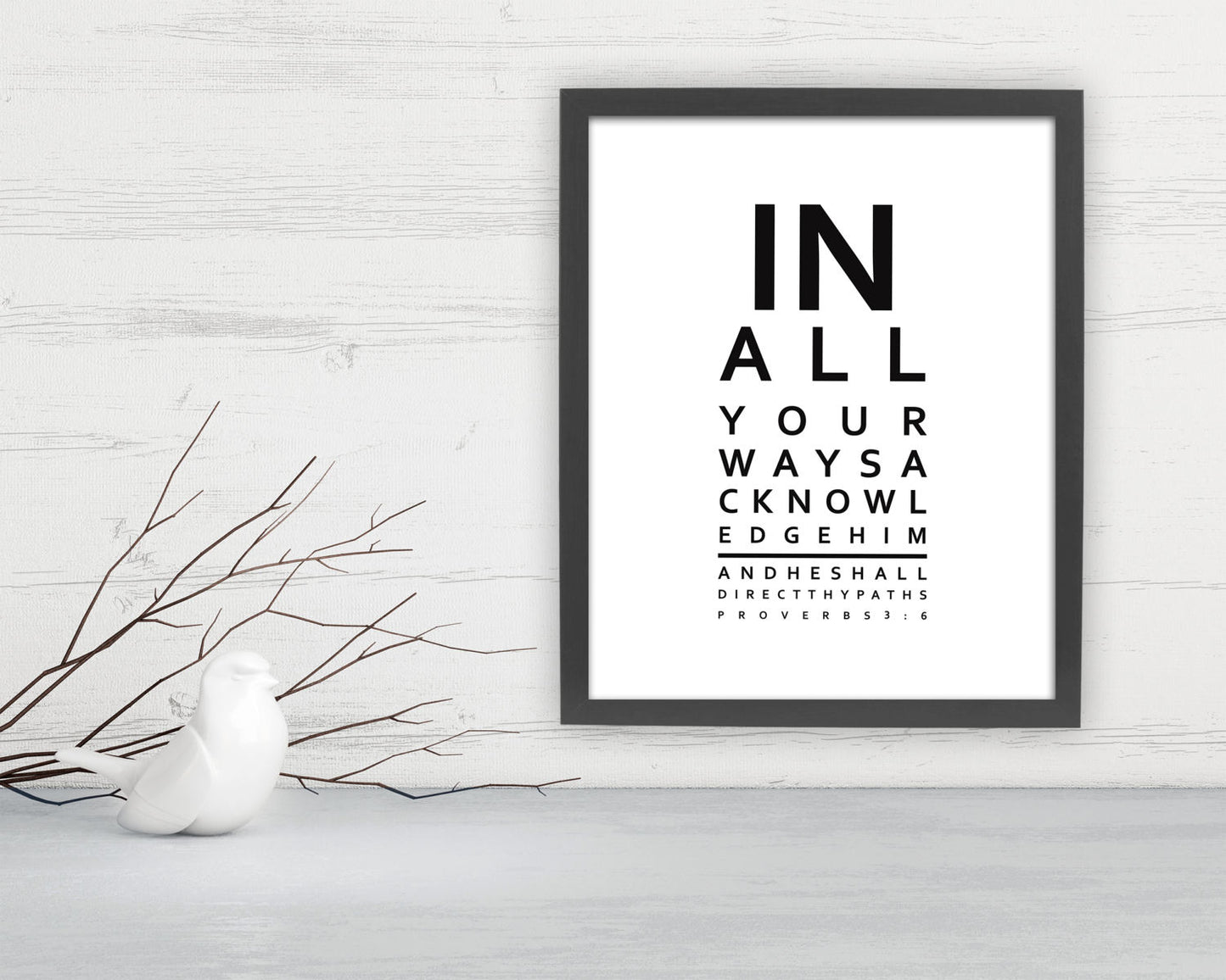 Proverbs 3:6, Framed Scripture Print, Bible Verse Print, Eye Chart, Framed, Christian, In all thy ways acknowledge Him, gift, eye doctor