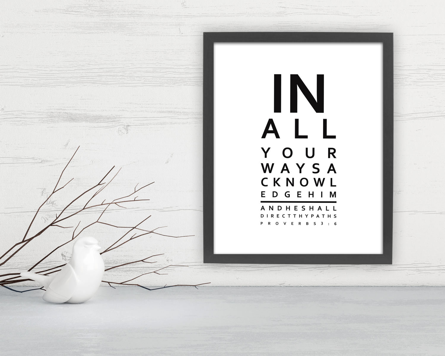 Proverbs 3:6, Framed Scripture Print, Bible Verse Print, Eye Chart, Framed, Christian, In all thy ways acknowledge Him, gift, eye doctor