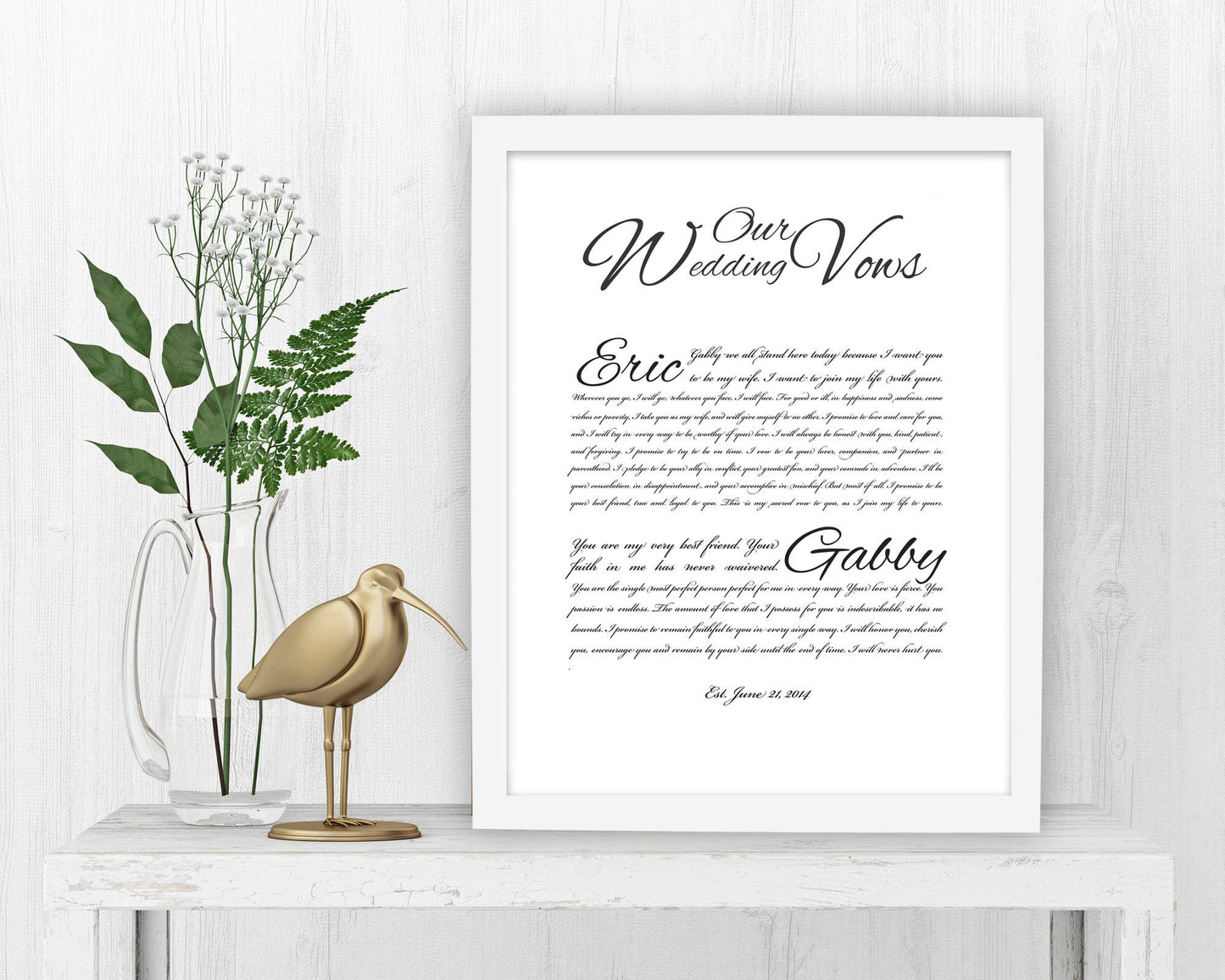 Wedding Vow Art: Snow White - Fine art and canvas personalized anniversary and inspirational gifts