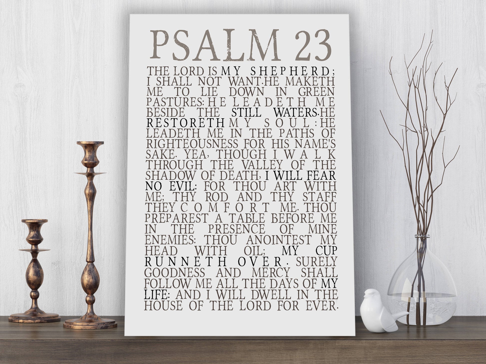 Psalm 23 Subway sign on Canvas Bible verse print "The Lord is my Shepherd I shall not want." Christian Word art Scripture canvas