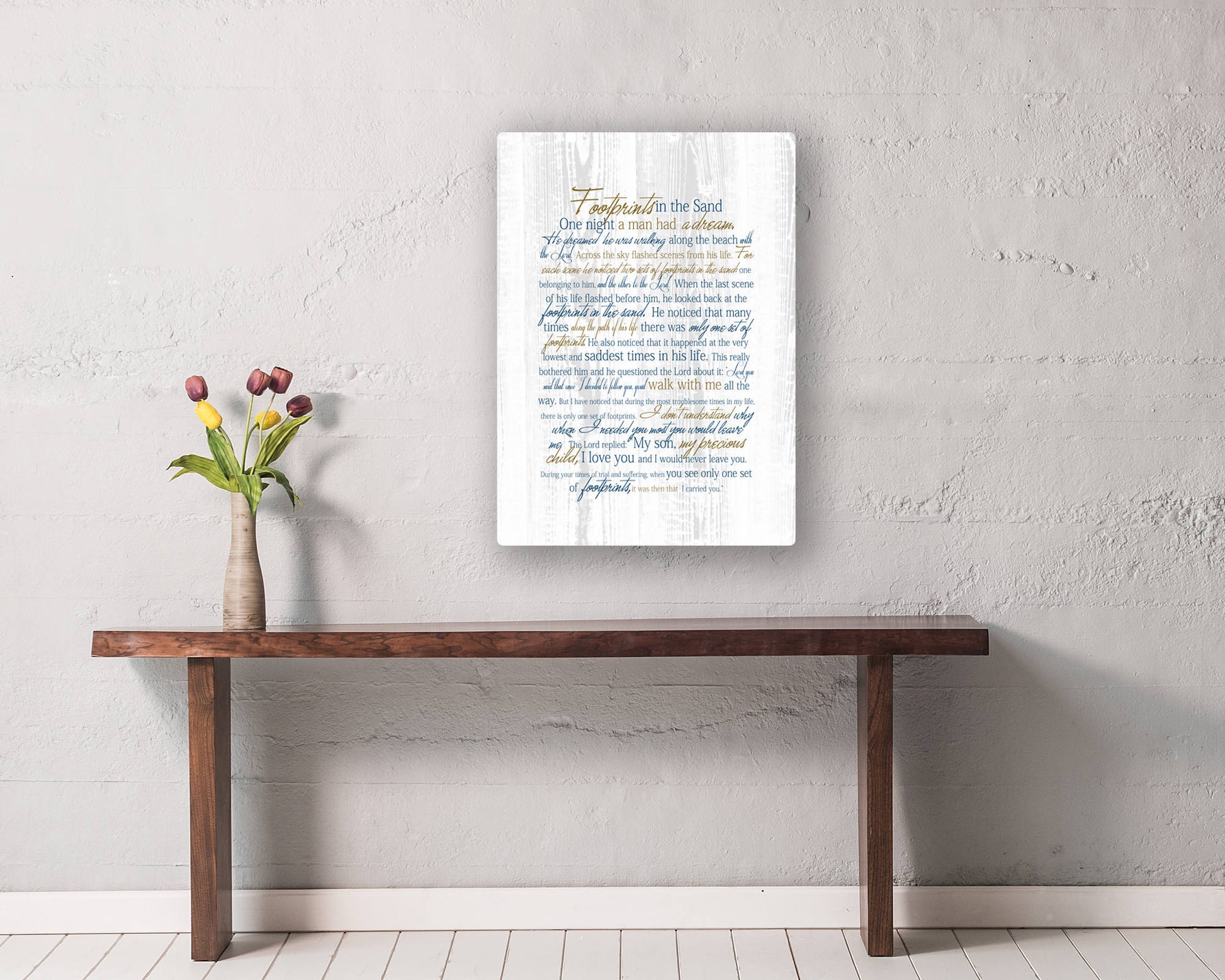 Footprints in the Sand, Canvas print, Christian wall art, gift, religious decor, one  night I had a dream, beach house art