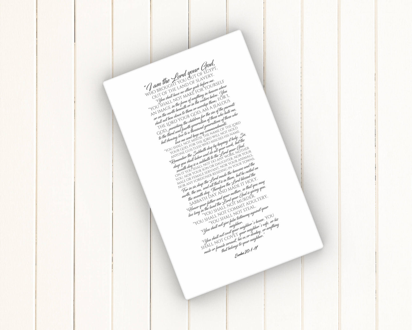 Canvas Scripture Print, the ten commandments, 10 commandments, gift, contemporary bible verse art, Exodus 20, gift, church decor, pastor