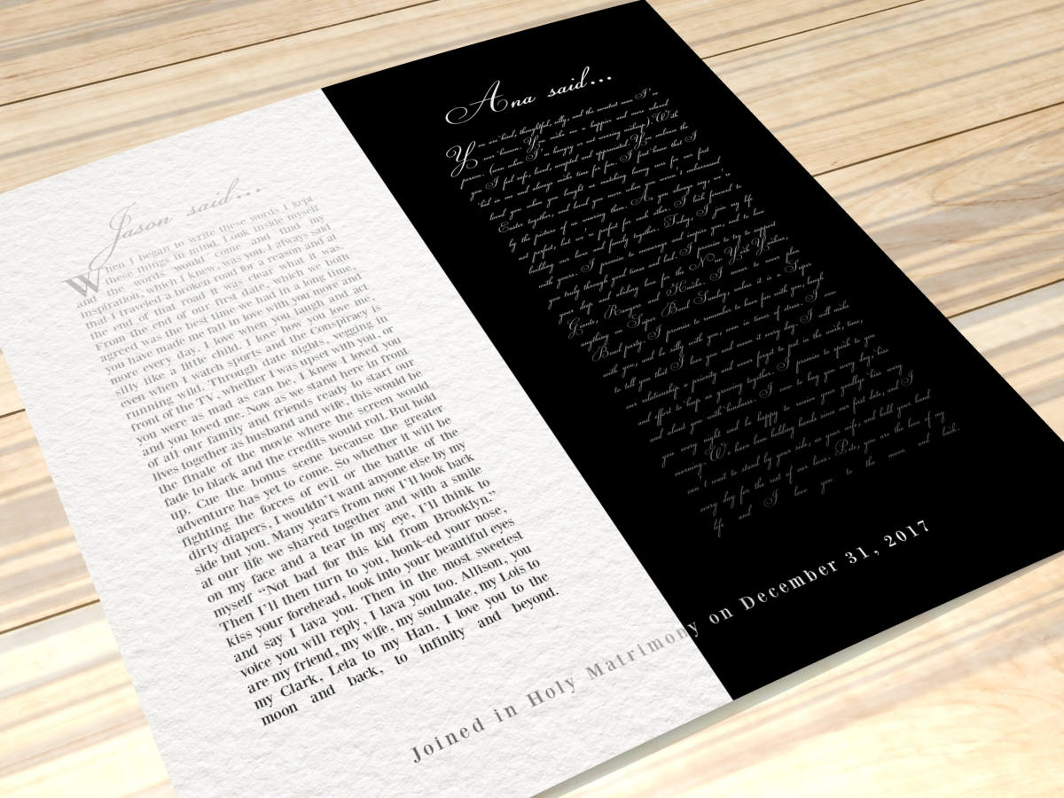 Wedding Vows on Canvas, Framed Vows, Print, Gift for him, Anniversary, Personalized, Wedding Vow art, paper, first, husband, bedroom decor