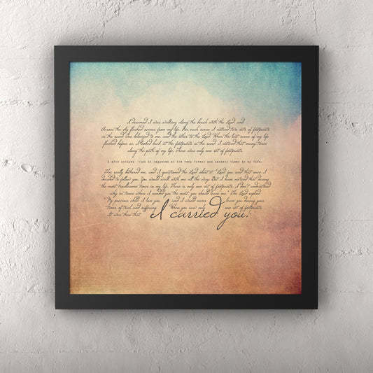 Footprints in the sand, Framed, footprints poem, ocean theme, gift, decor, christian, wall art, print, framed gifts, beach, decor