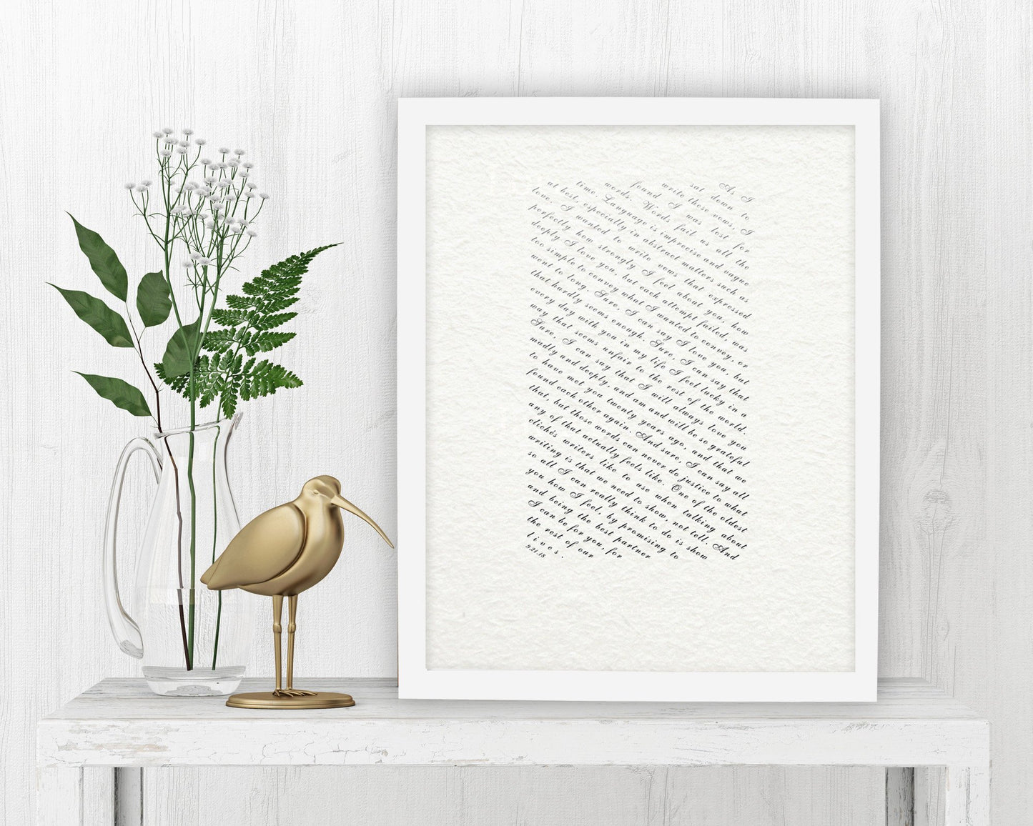 1st anniversary gift, Ombre, printed vows, Wedding Vows, Framed, Print, Gift, her, Christmas, Anniversary, Vow art, paper, first, husband