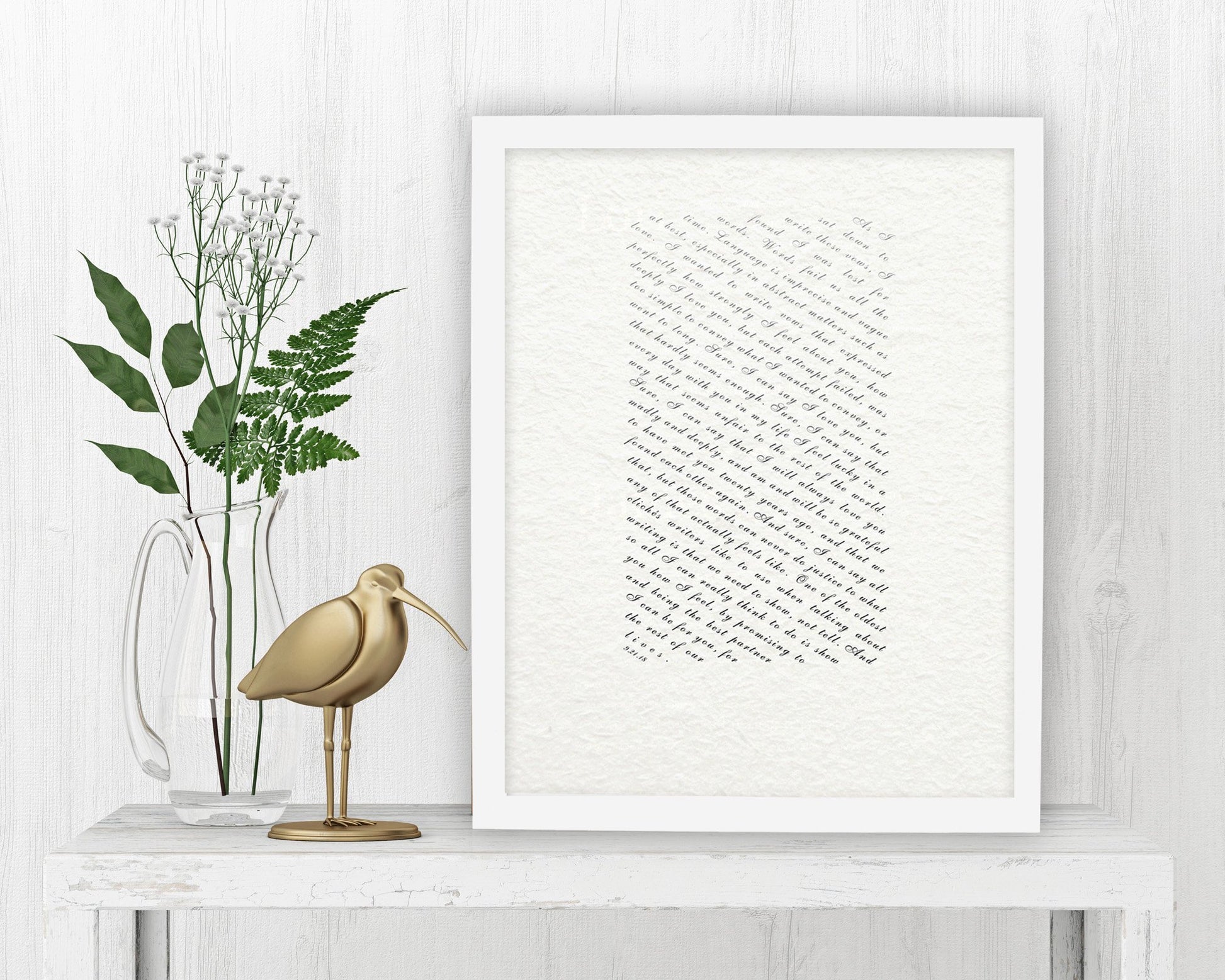 1st anniversary gift, Ombre, printed vows, Wedding Vows, Framed, Print, Gift, her, Christmas, Anniversary, Vow art, paper, first, husband