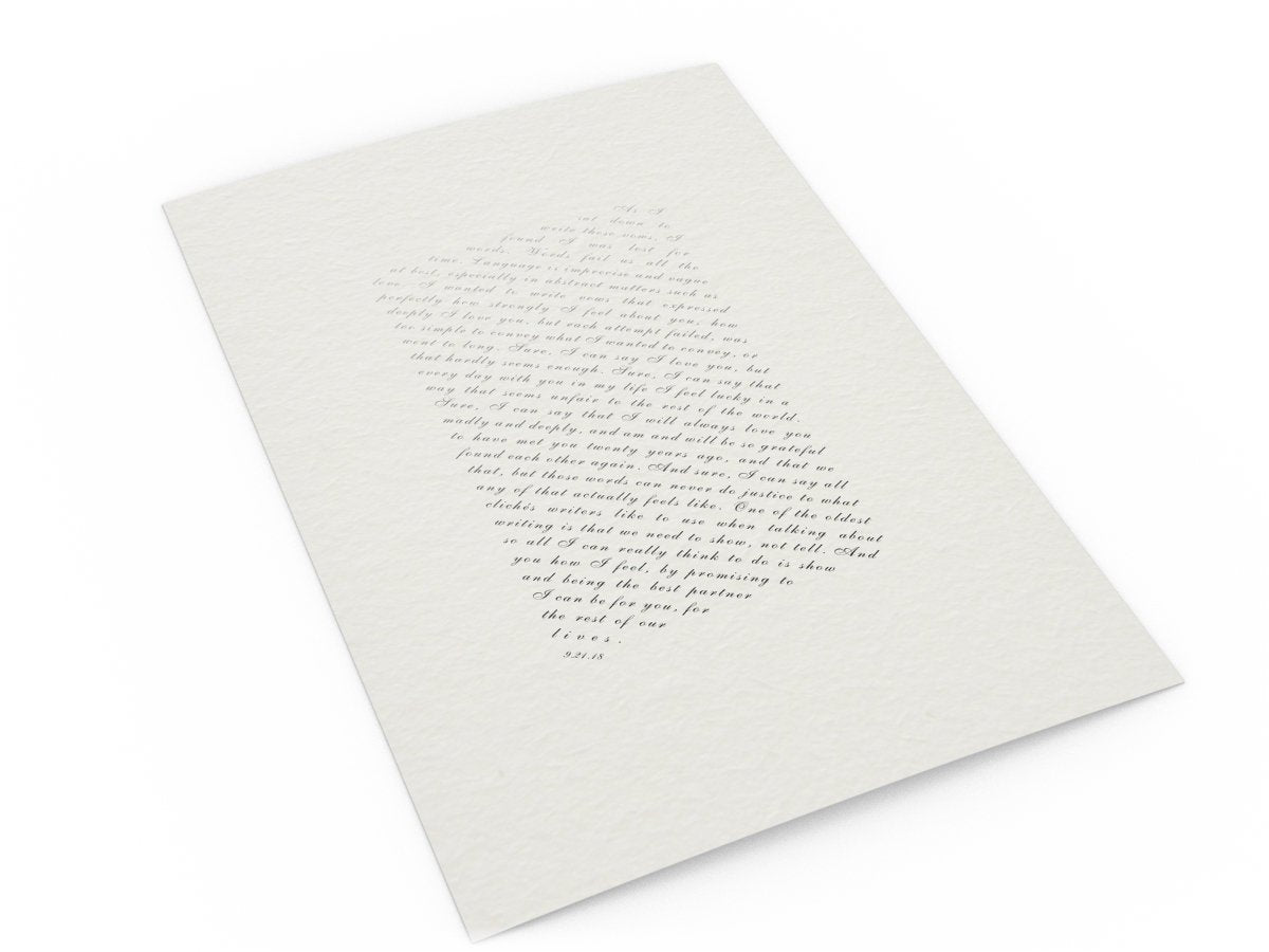 1st anniversary gift, Ombre, printed vows, Wedding Vows, Framed, Print, Gift, her, Christmas, Anniversary, Vow art, paper, first, husband