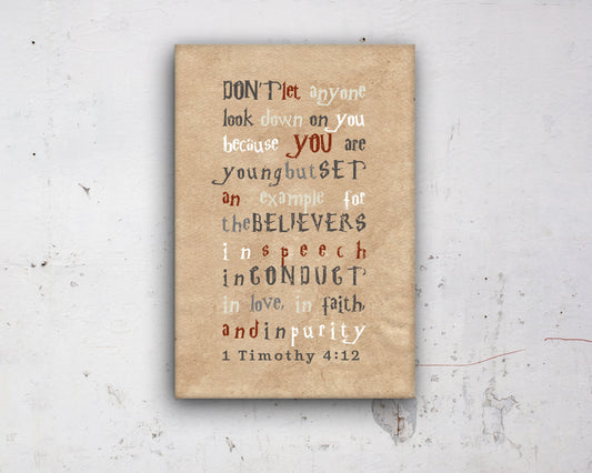 1 Timothy 4 12, Harry, customize, Scripture, kids, for, wall, art, gift, Bible verse, prints, Scriptures, canvas, Framed, gifts, Christmas