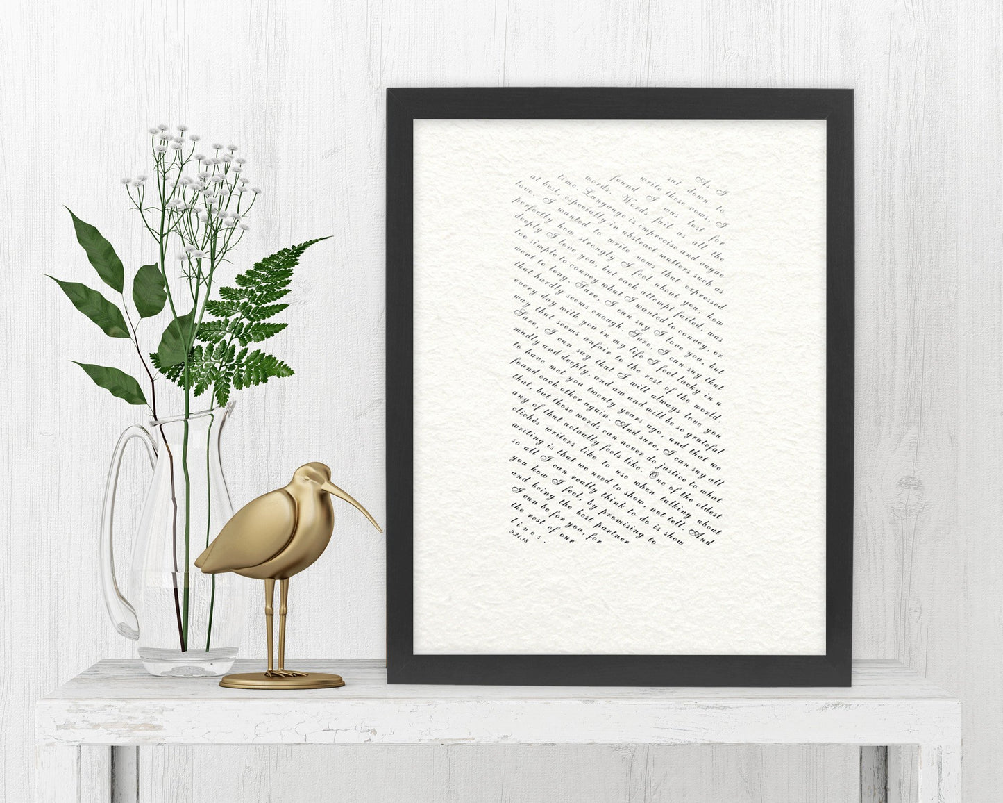 1st anniversary gift, Ombre, printed vows, Wedding Vows, Framed, Print, Gift, her, Christmas, Anniversary, Vow art, paper, first, husband