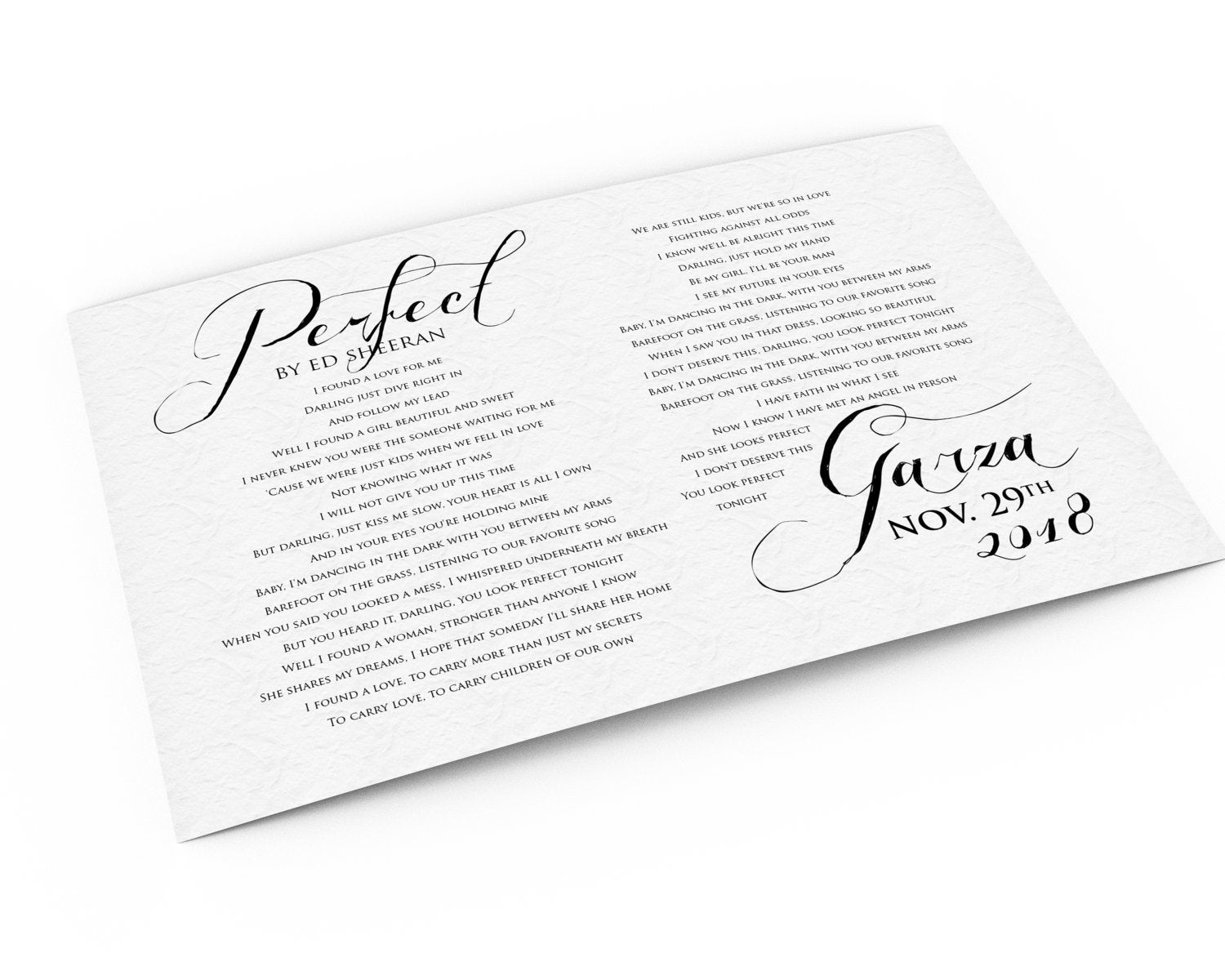 1st, Christmas, Gift, Wedding Song, First, Dance, Lyrics, framed, print, anniversary, gift, for, wife, husband, him, her, couples, gifts