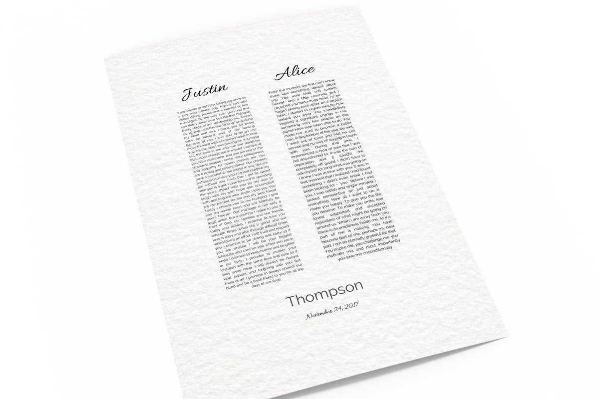 His and Her, Wedding Vow Print, 1st year Anniversary Gift, Art, Canvas, Framed, Vows, Anniversary, Paper, Printed, Christmas gift, husband