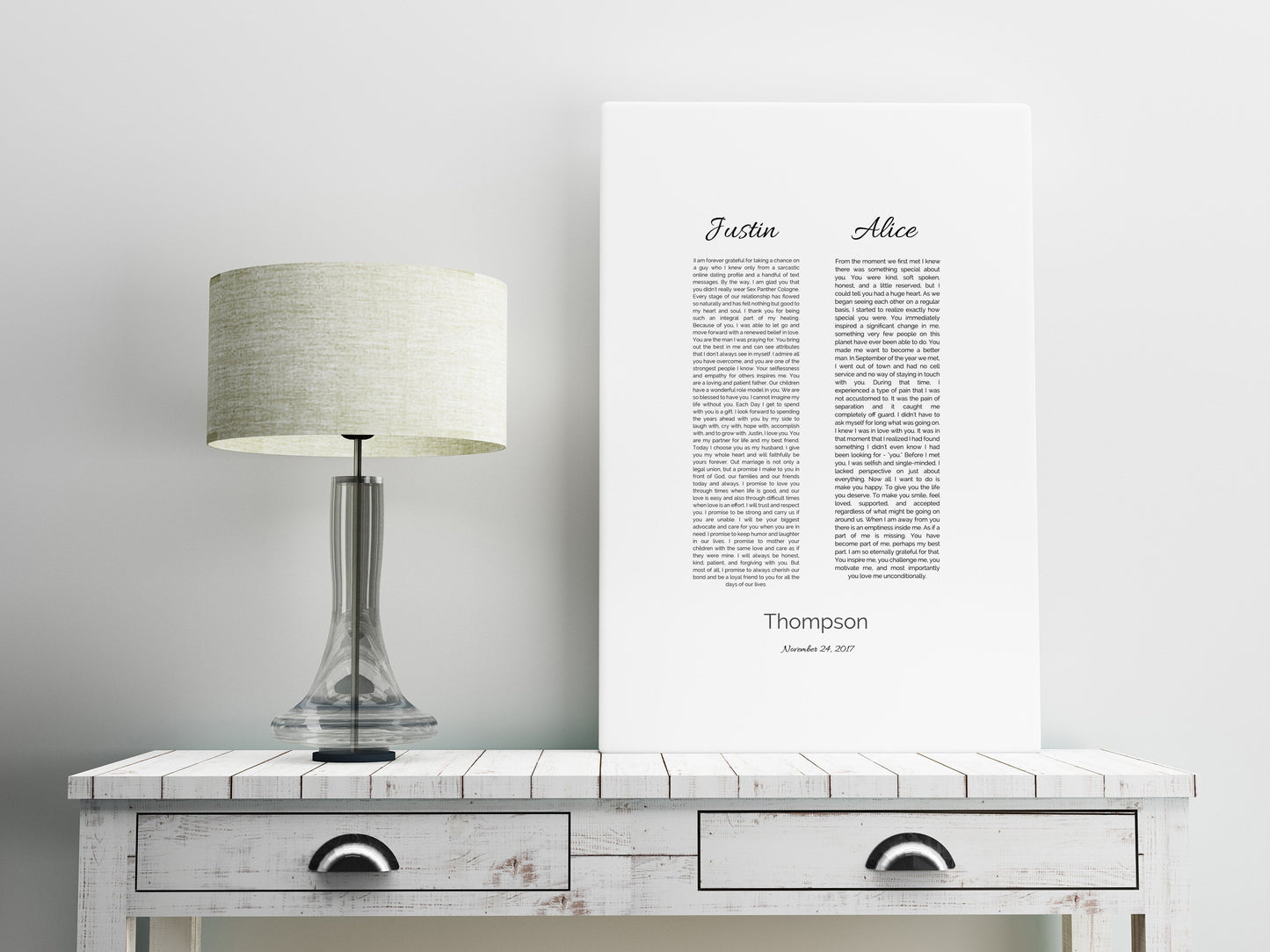 His and Her, Wedding Vow Print, 1st year Anniversary Gift, Art, Canvas, Framed, Vows, Anniversary, Paper, Printed, Christmas gift, husband