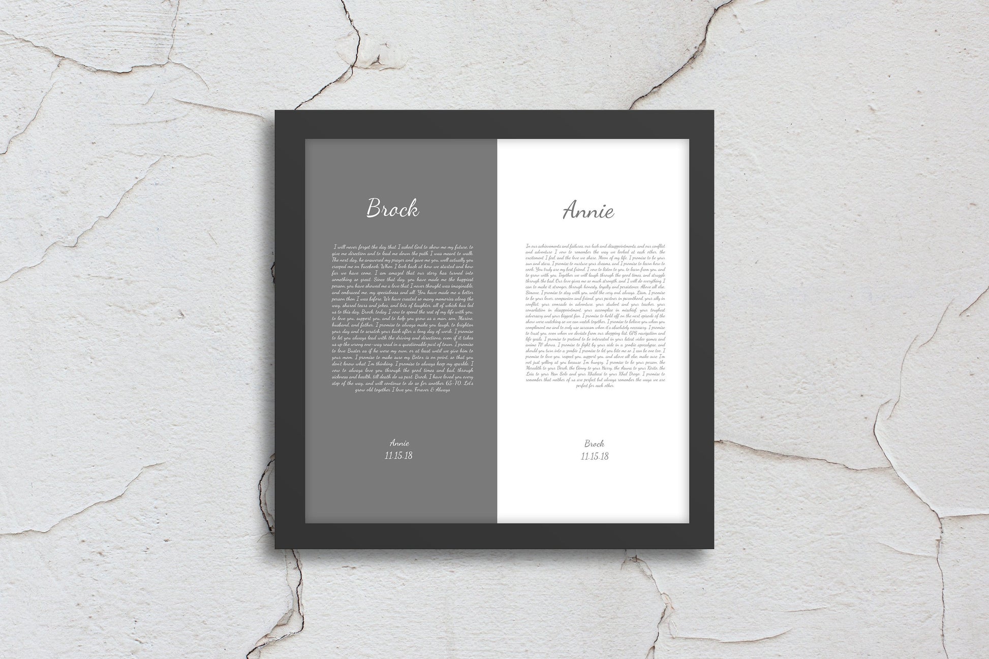 1st Anniversary, wedding vow art, gift, Printed vows, His and Her, Wedding Vow print, Anniversary, for him, for her, for wife, Christmas