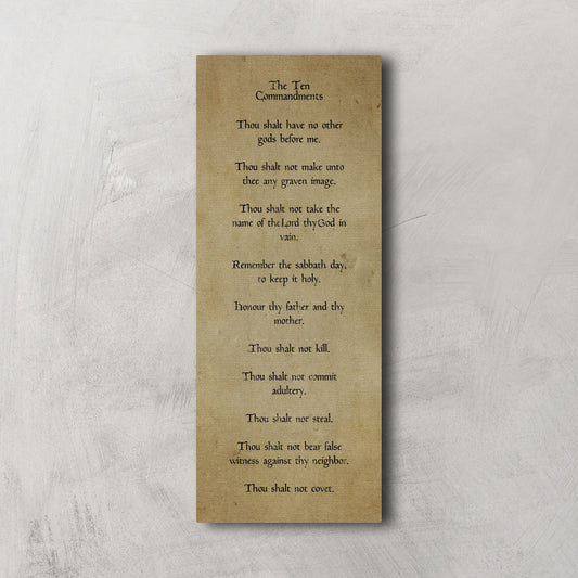 Vintage Ten Commandments On Canvas, Tan Decor for the Den, Antique Religious Wall Art, Religious Canvas Decor, Gift for pastor, Foyer Decor