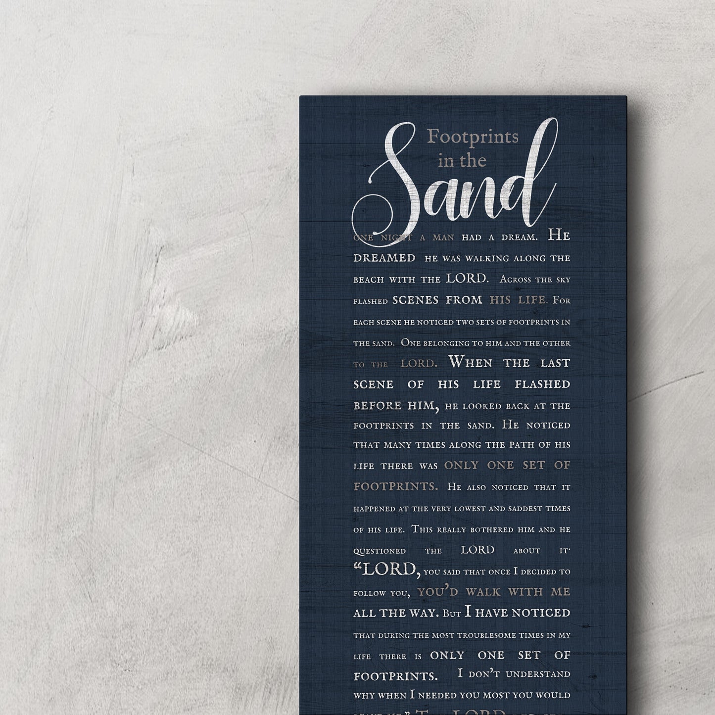 Housewarming Gift for Beach House, Footprints in the Sand Poem on Canvas, Large canvas wall decor, Meaningful gift for best friend, Nautical