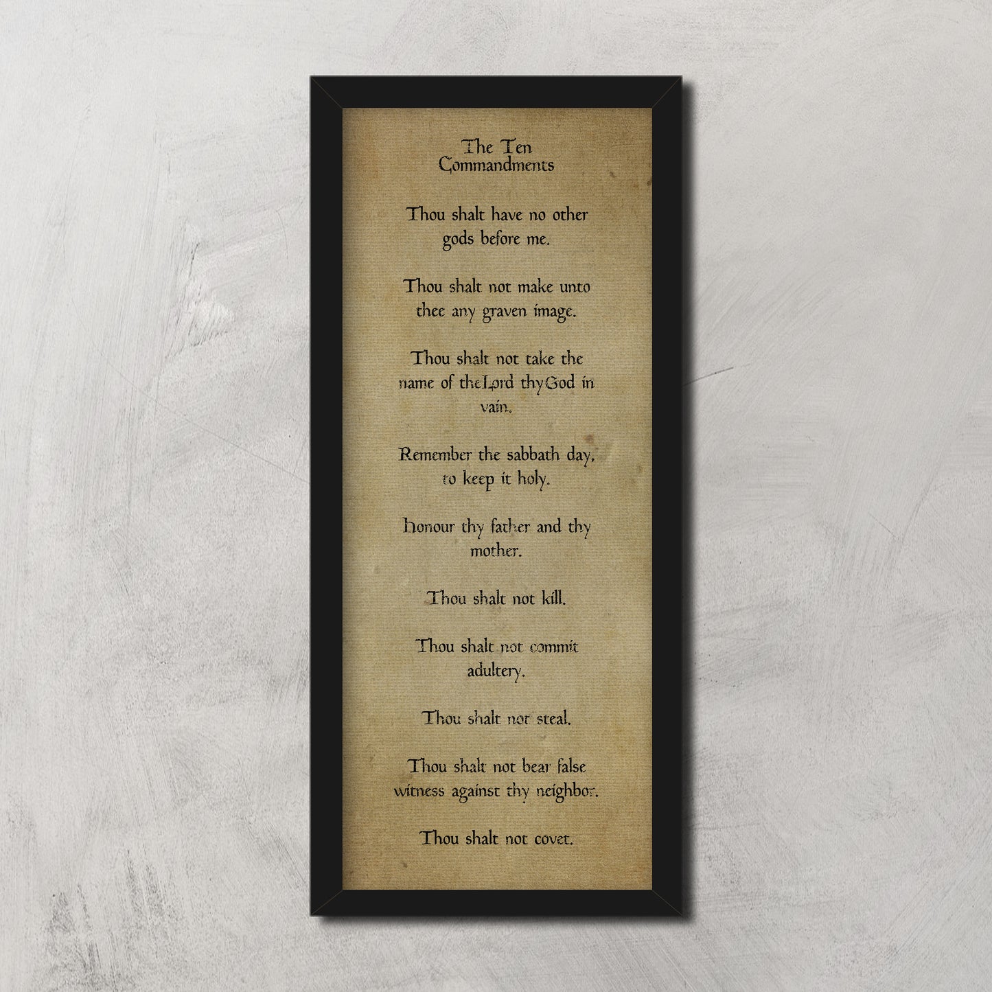 Vintage 10 Commandments Decor, Old World Religious Decor, Old Scripture Canvas, Ancient Decor, Religious Decor for Den, Pastor Office gift