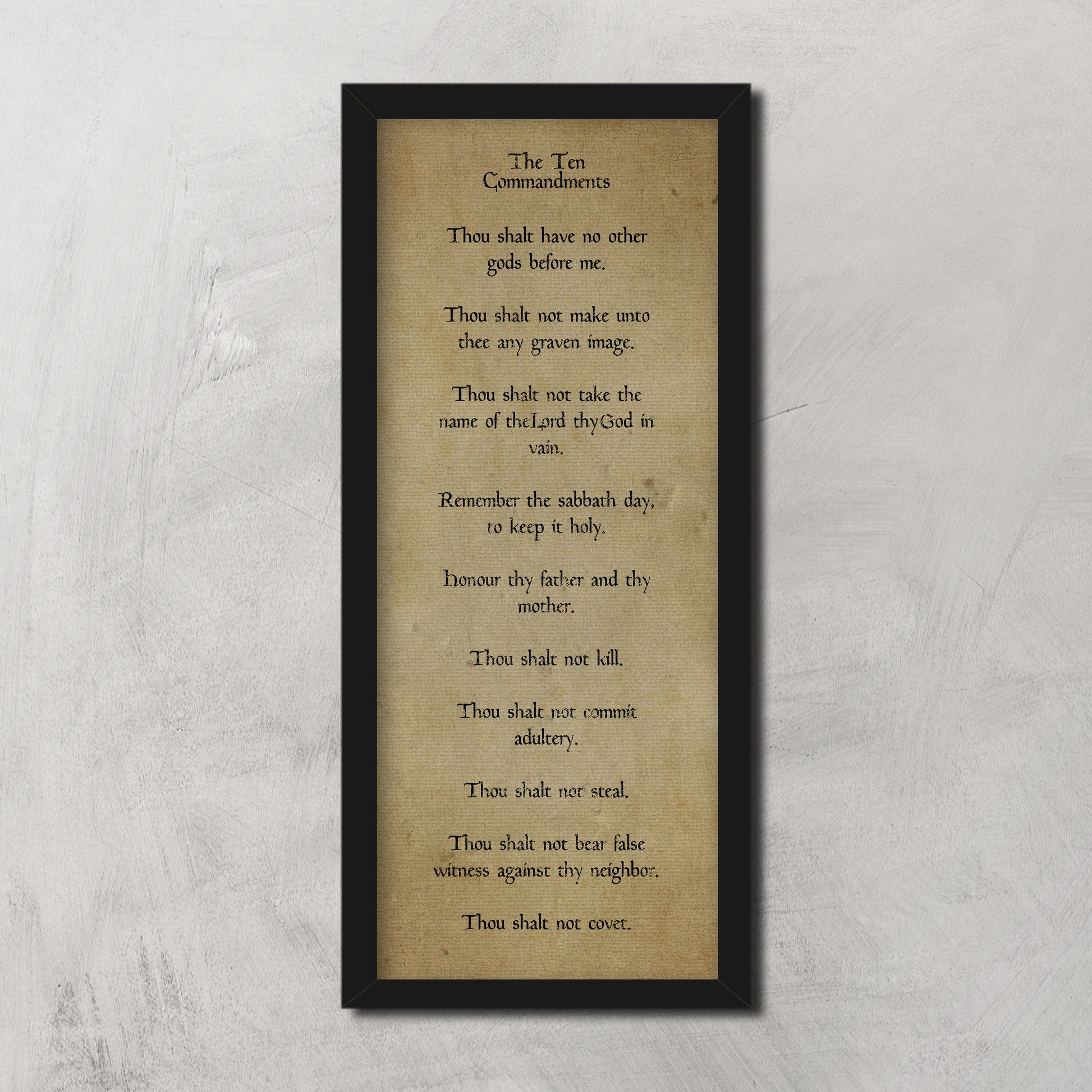 Vintage 10 Commandments Decor, Old World Religious Decor, Old Scripture Canvas, Ancient Decor, Religious Decor for Den, Pastor Office gift