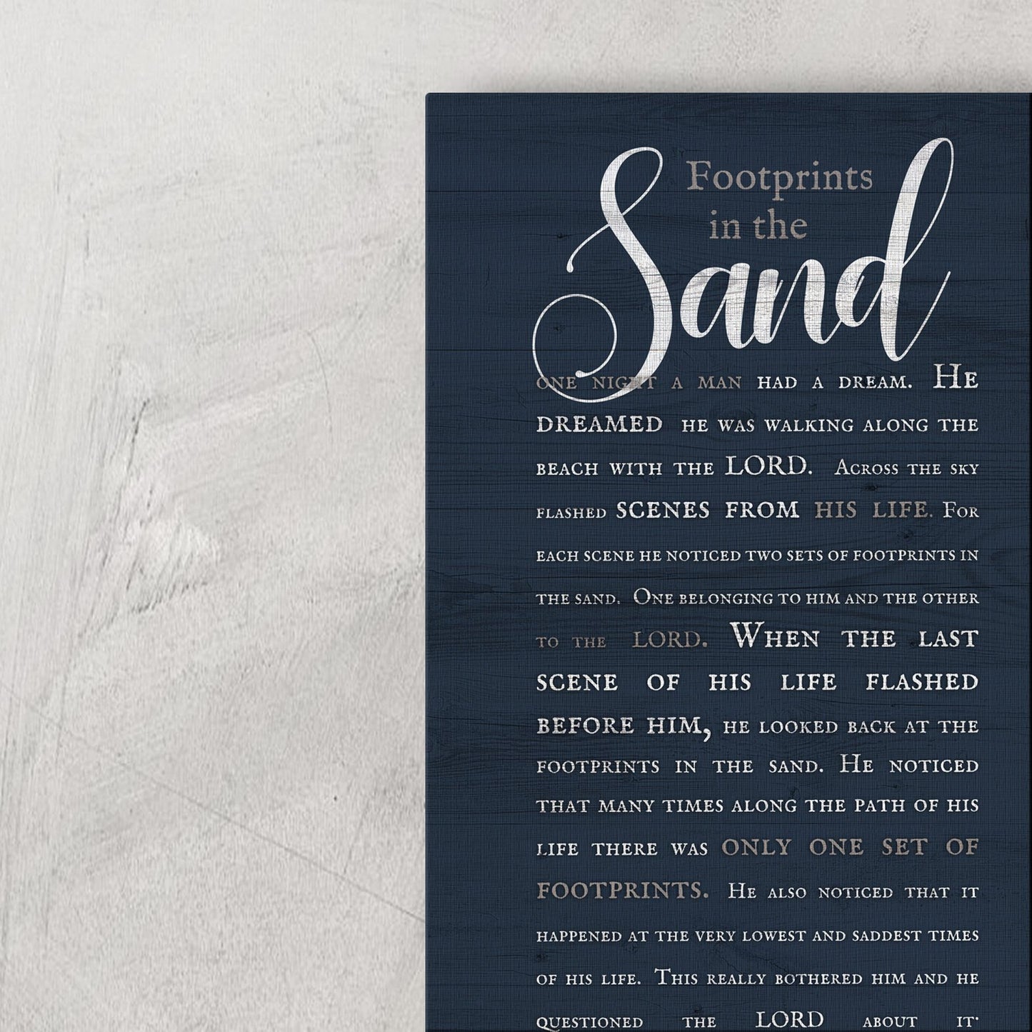 Housewarming Gift for Beach House, Footprints in the Sand Poem on Canvas, Large canvas wall decor, Meaningful gift for best friend, Nautical