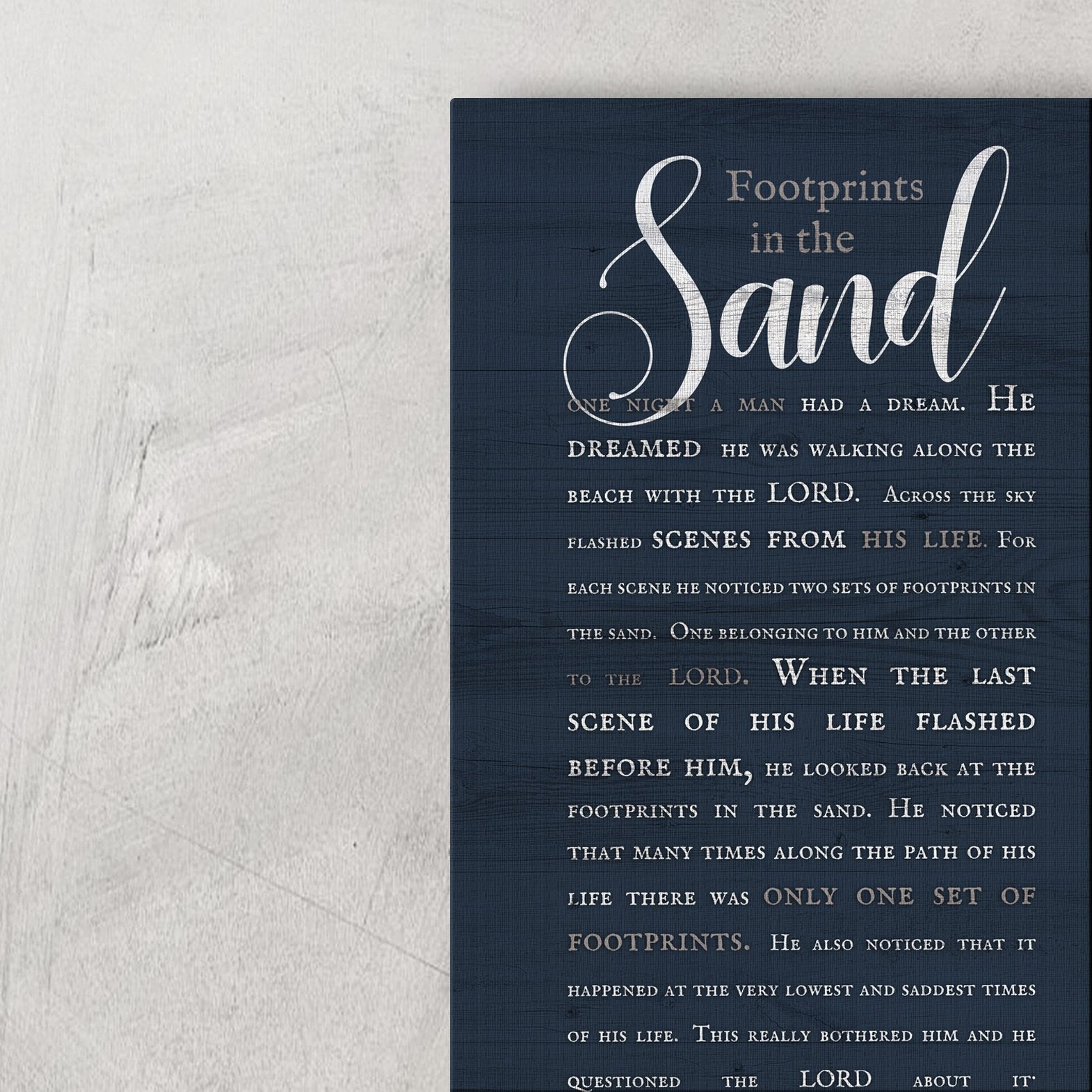 Housewarming Gift for Beach House, Footprints in the Sand Poem on Canvas, Large canvas wall decor, Meaningful gift for best friend, Nautical