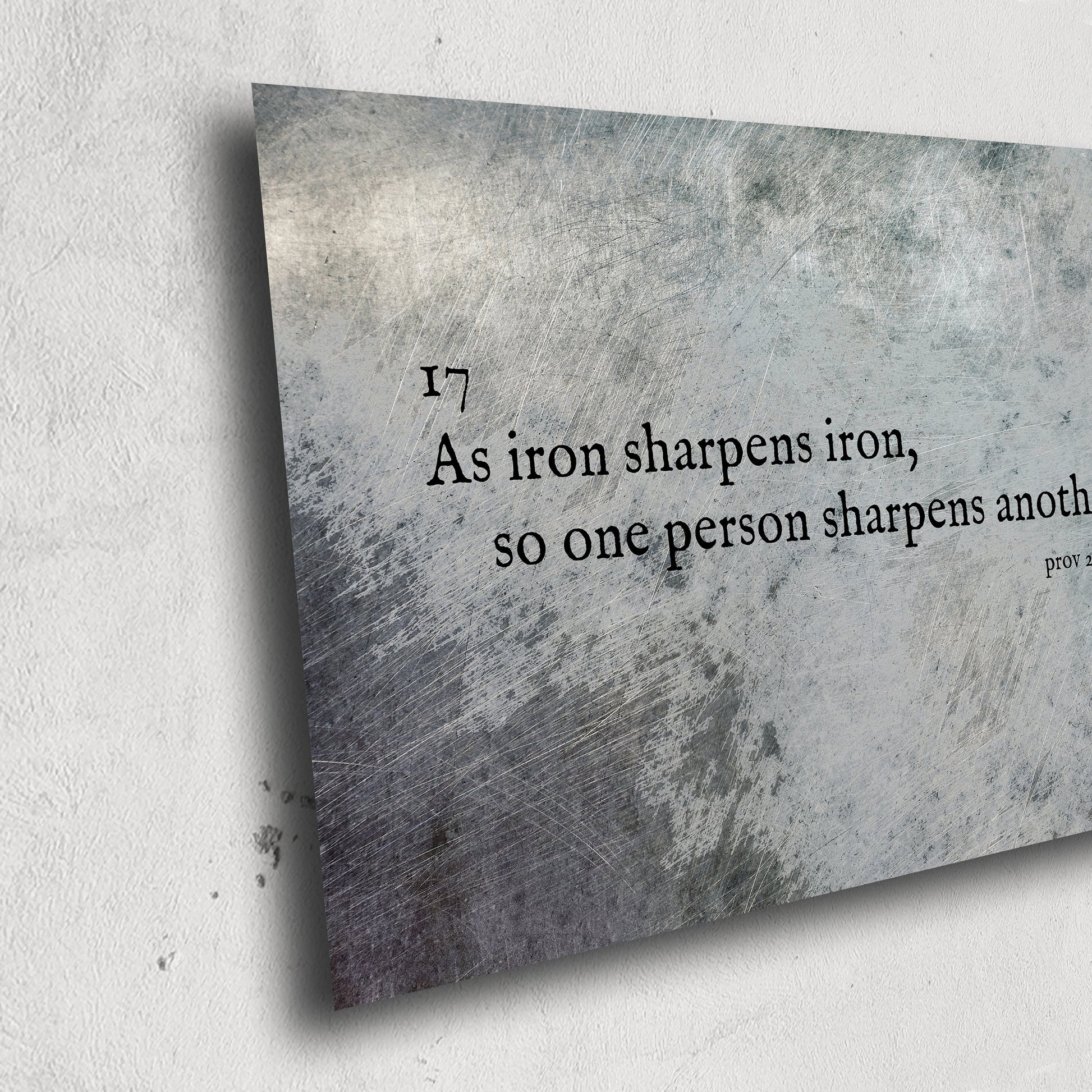 As Iron Sharpens Iron Sign, Contemporary Christan Art, Prov 27:17 Metal sign, Religious gift idea, industrial wall decor, art for office