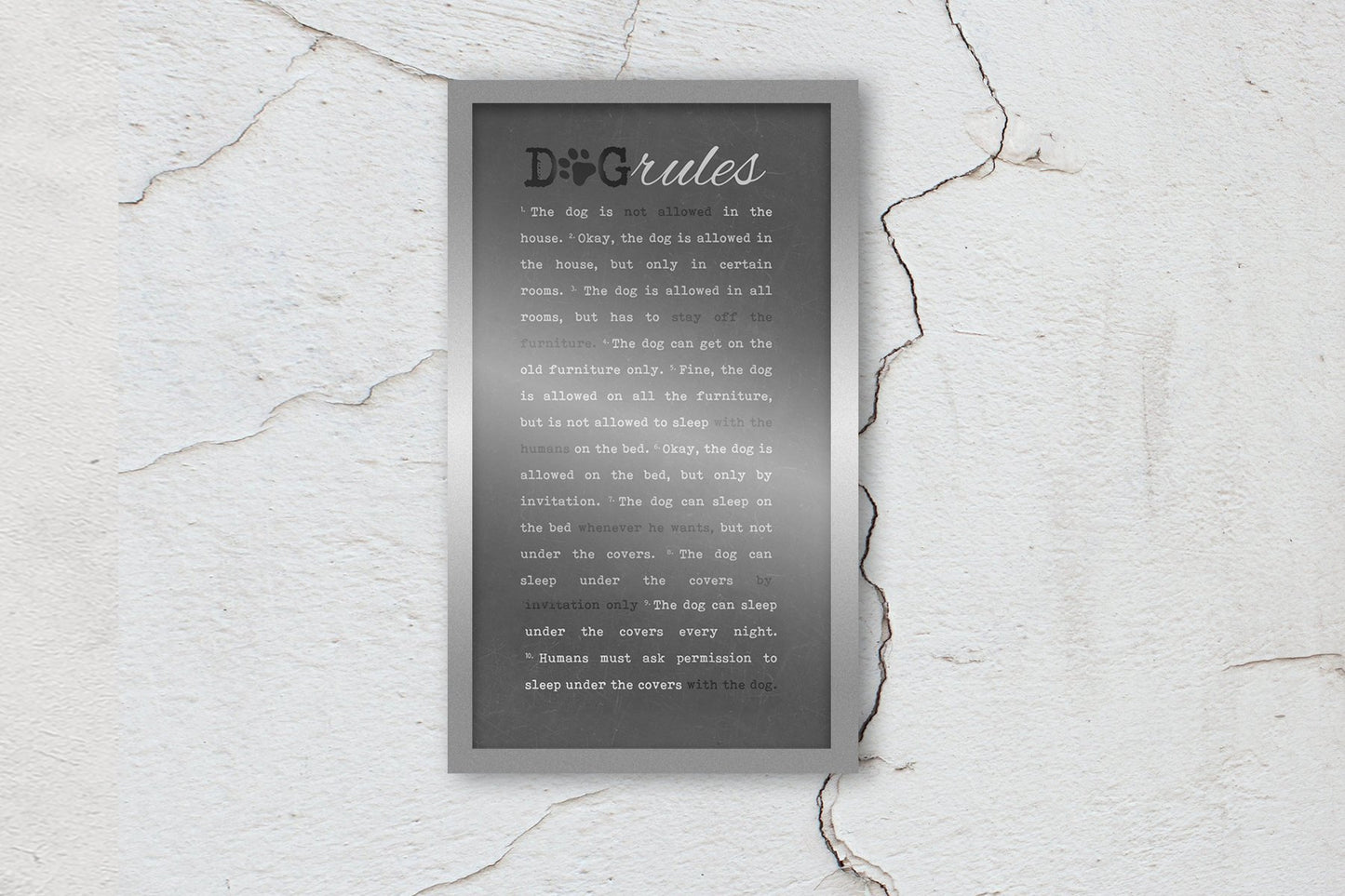 Dog Rules, Sign, Metal, Framed, Gift, for, Pet, Dog, Dog lovers, The dog is not allowed in the house, House-warming, birthday, new, puppy