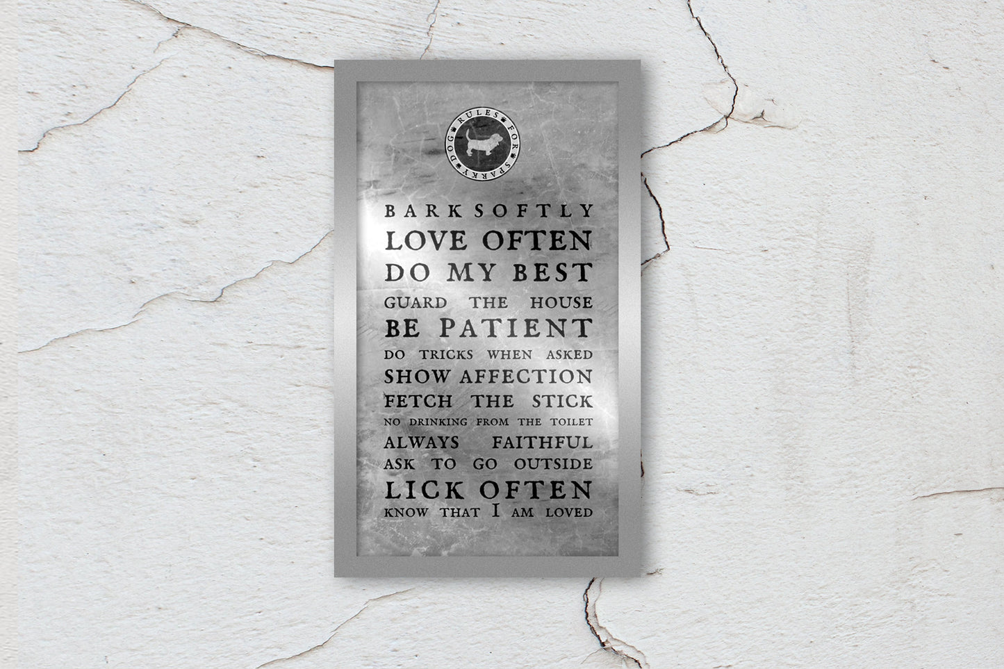 Personalized, Dog Rules, Metal, Framed, Gift, for, Pet, Dog, Dog lovers, Bark Softly, Poster, Print, art,House-warming, birthday, new, puppy