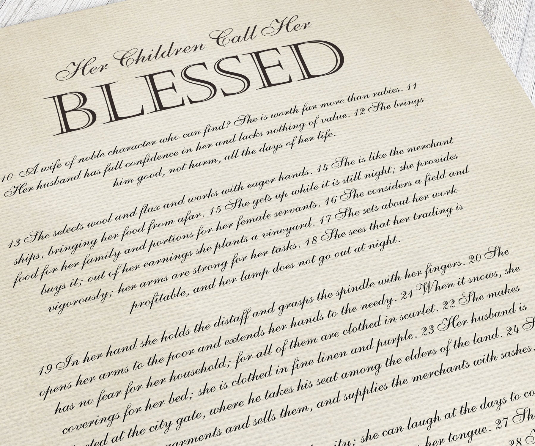 Her Children Call her Blessed, Framed Christian Gift, for Mother, Proverbs 31:10-30, Gift for Wife, Mother's Day Keepsake from Kids, Prov 31