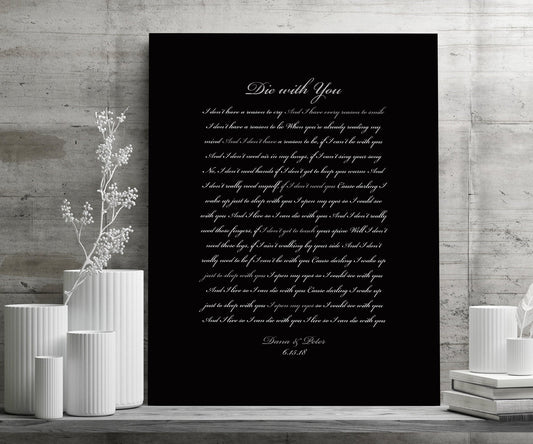 Canvas Song Print, Custom Bedroom Decor, Wife anniversary gift, Romantic Bedroom Wall decor, His and Her Personalize, Wedding Date Print