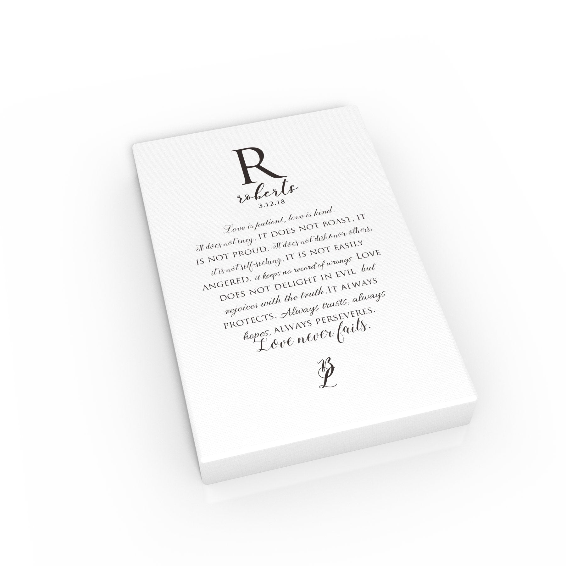 Love is patient, love is kind, personalized, wedding, gift, for wife, Framed, Canvas, Anniversary, paper, husband, 1st anniversary, 1 Cor 13