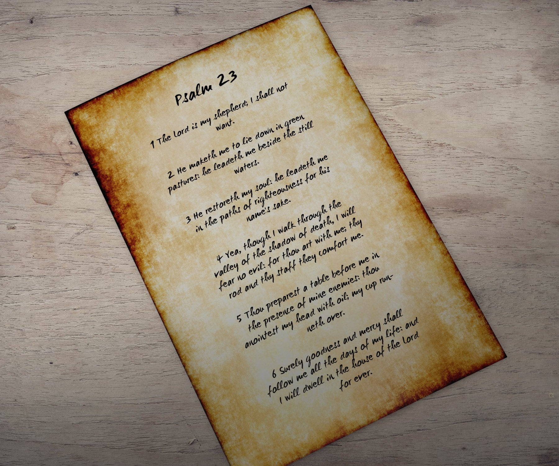 Framed Psalm 23, Old World Parchment Decor, The Lord is My Shepherd, Christian Decoration for Home, Popular Framed Passages, Scripture Print