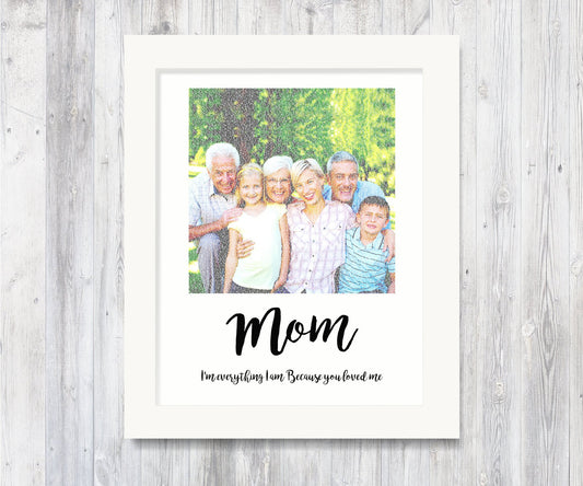 Song Lyric Portrait, Because You Love Me, Gift for Mom from Kids, Personalized Mom Gift, Mother's Day Gift, From Grandkids, Word Portrait
