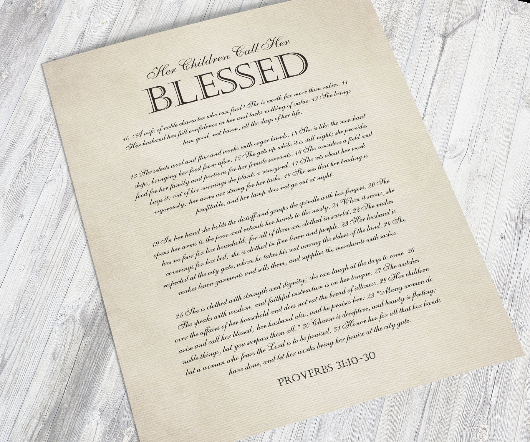 Her Children Call her Blessed, Framed Christian Gift, for Mother, Proverbs 31:10-30, Gift for Wife, Mother's Day Keepsake from Kids, Prov 31