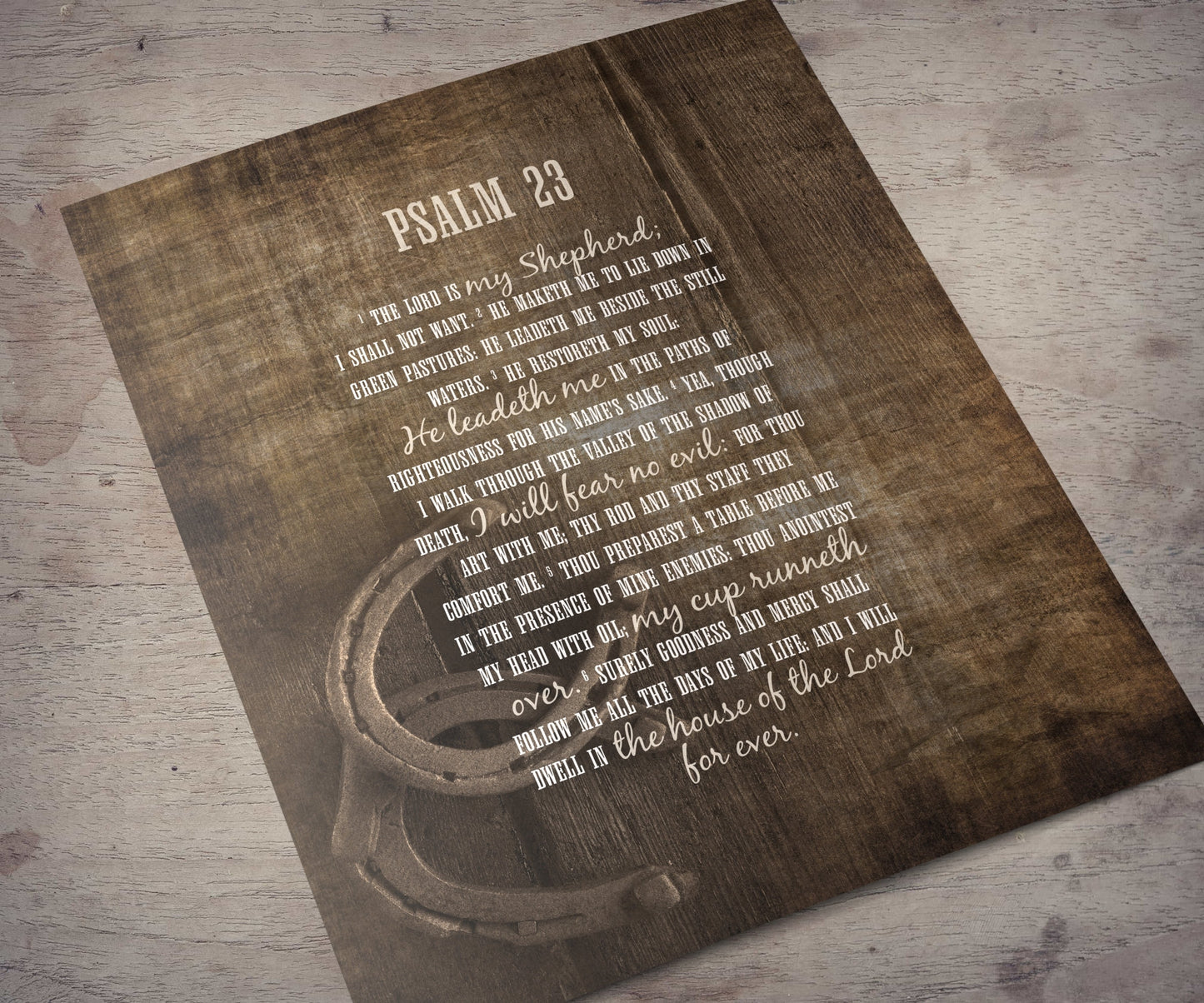 Psalm 23 Farmhouse Art, Rustic Christian Wall Art, Framed Christian Art, The Lord Is My Shepherd, Christian Wood Art, Horseshoe, Weathered