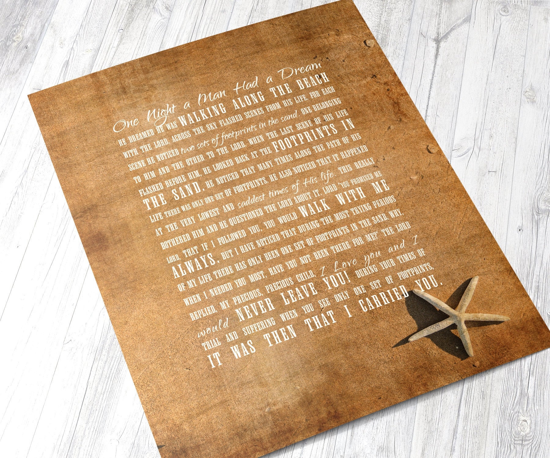 Footprints in the Sand Framed, Industrial farmhouse Decor, Weathered Christian Metal Decor, Industrial Beach Decor, Country Beach, Art print