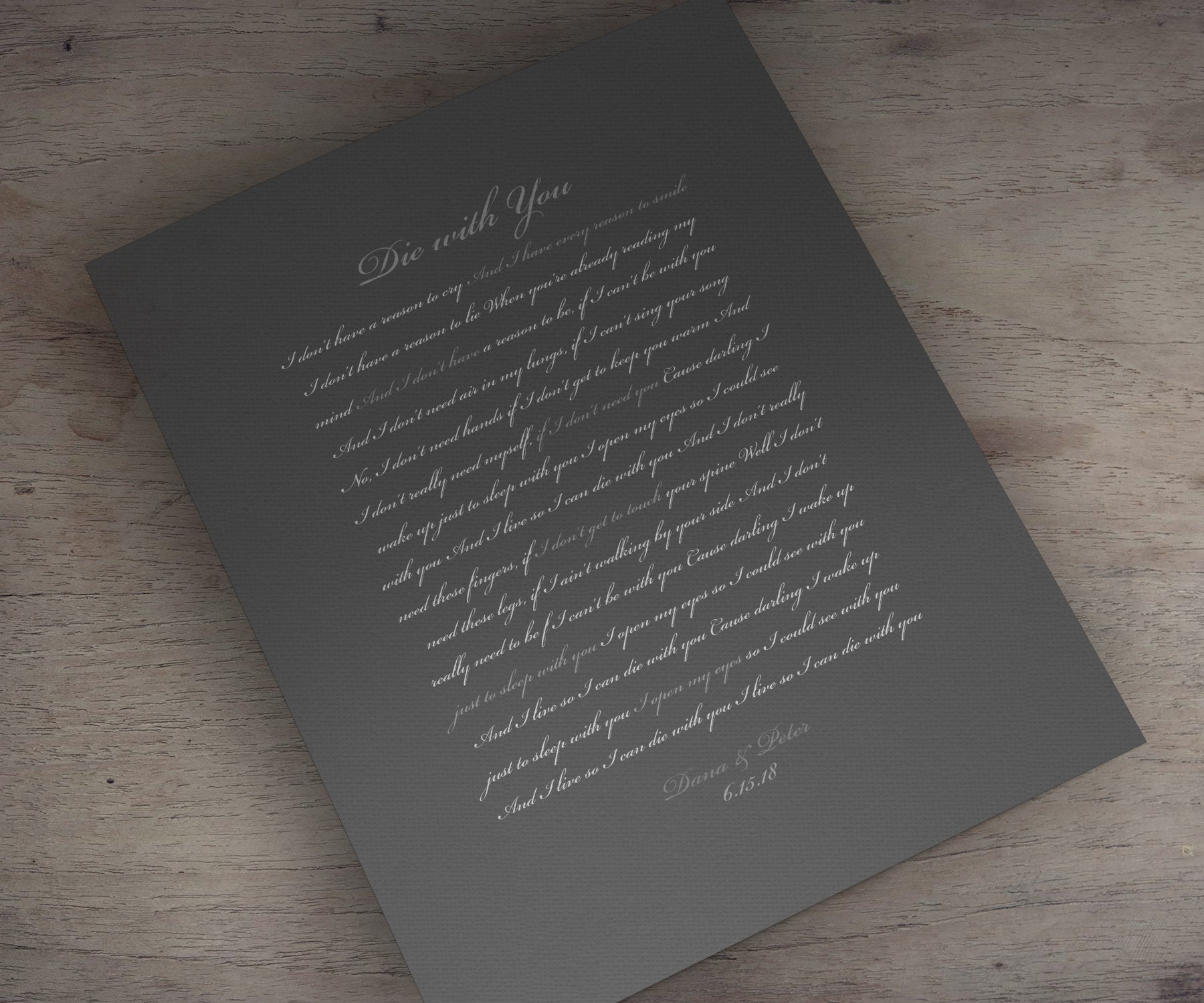 Song Lyrics on Canvas, Custom Printed Quote, modern anniversary gift, Romantic Bedroom decor, Sister Wedding Gift, Wedding Date Print