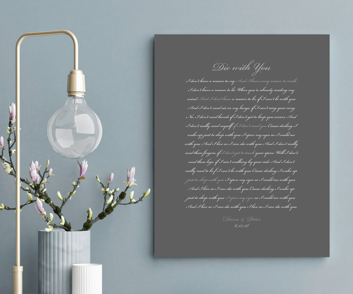 Song Lyrics on Canvas, Custom Printed Quote, modern anniversary gift, Romantic Bedroom decor, Sister Wedding Gift, Wedding Date Print