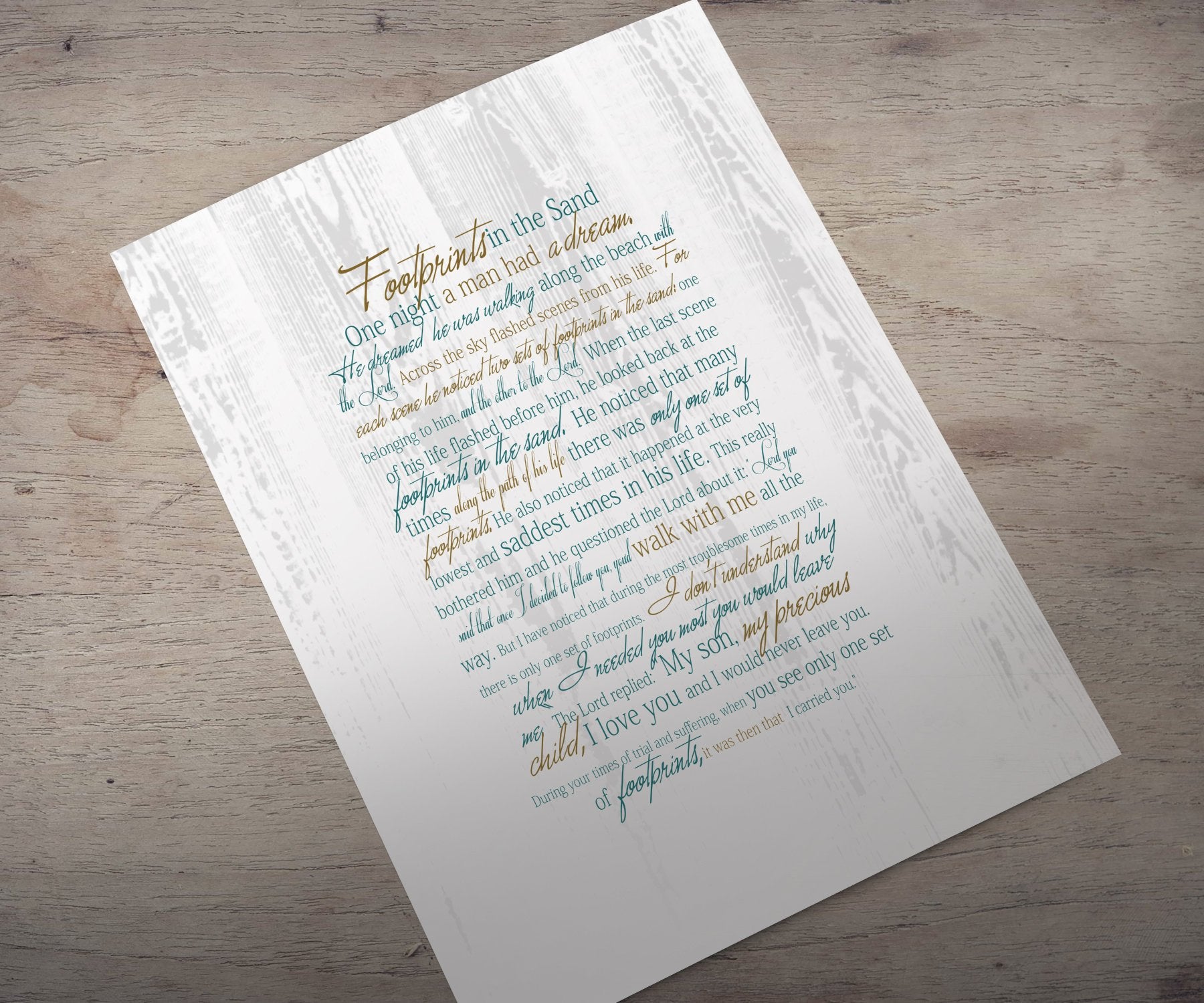 Footprints Poem, Framed Print, gift, Christian, friend, pastor, beach house,decor, nautical, fine art, sea, ocean, footprints in the sand