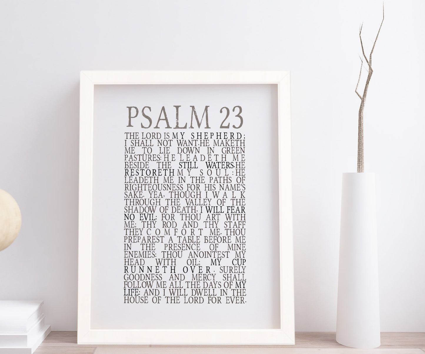 Psalm 23, Framed Scripture Print, Bible Verse Print, The Lord is my Shepherd, christian subway, decor, gift, inspirational, friend, best