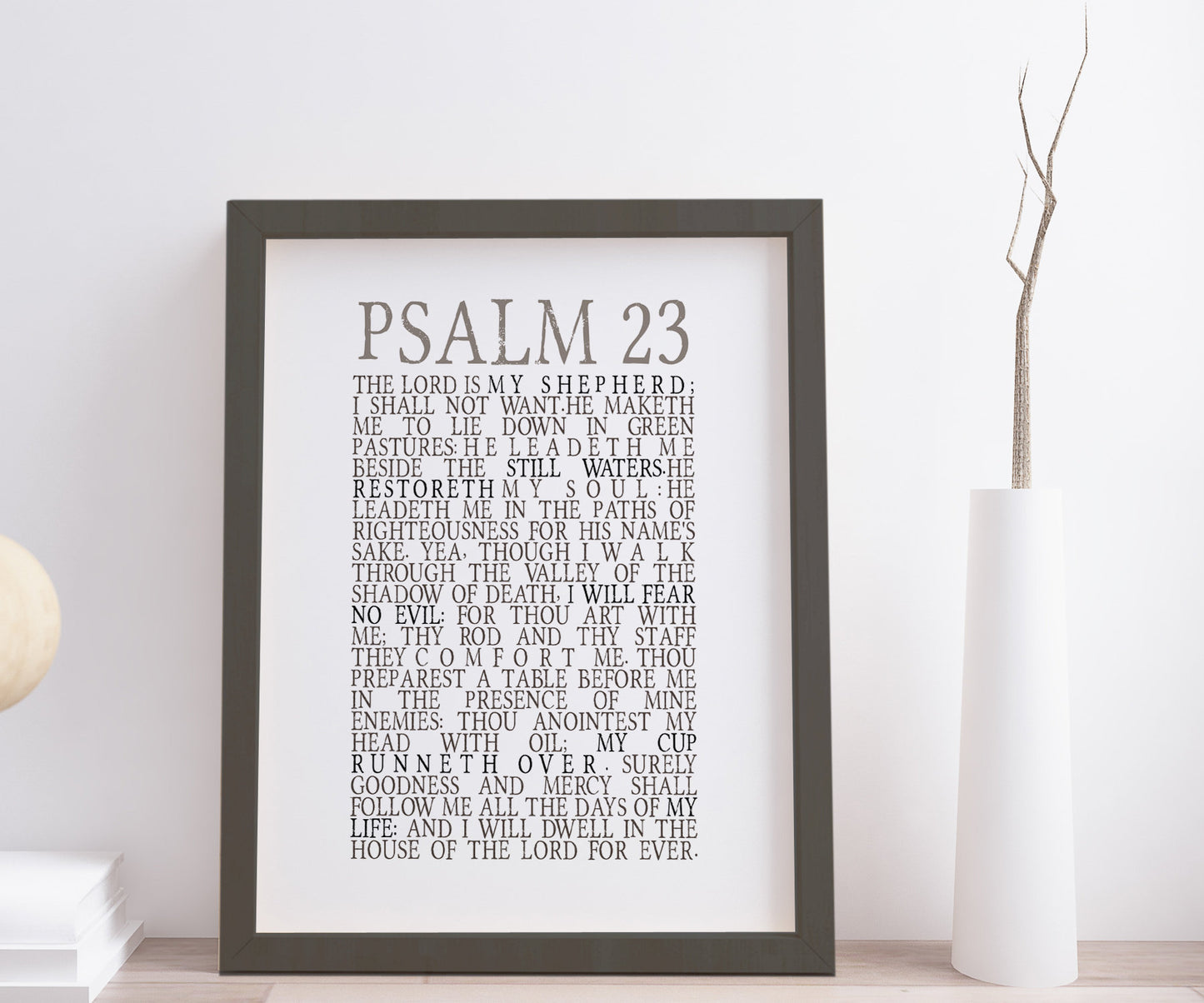 Psalm 23, Framed Scripture Print, Bible Verse Print, The Lord is my Shepherd, christian subway, decor, gift, inspirational, friend, best