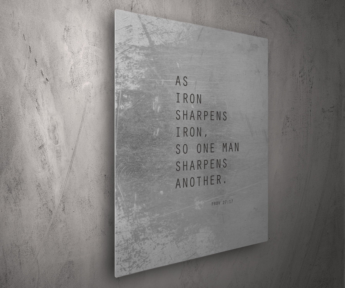 Proverbs 27:17 Metal Print, As Iron Sharpens Iron, Scripture Decor, Bible Verse Art, Christian Wall Decor, Modern, Unique Gift for Men,