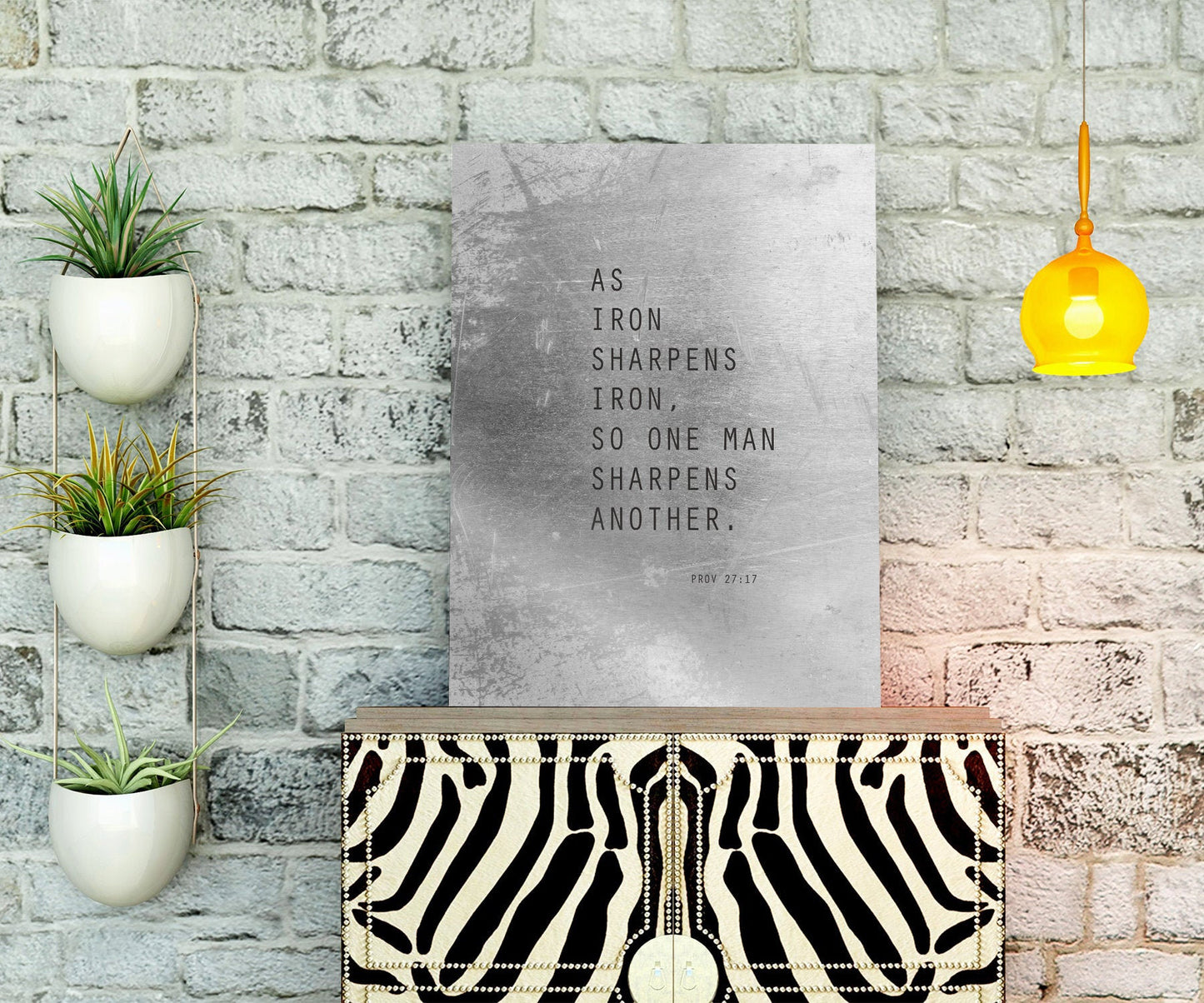 Proverbs 27:17 Metal Print, As Iron Sharpens Iron, Scripture Decor, Bible Verse Art, Christian Wall Decor, Modern, Unique Gift for Men,