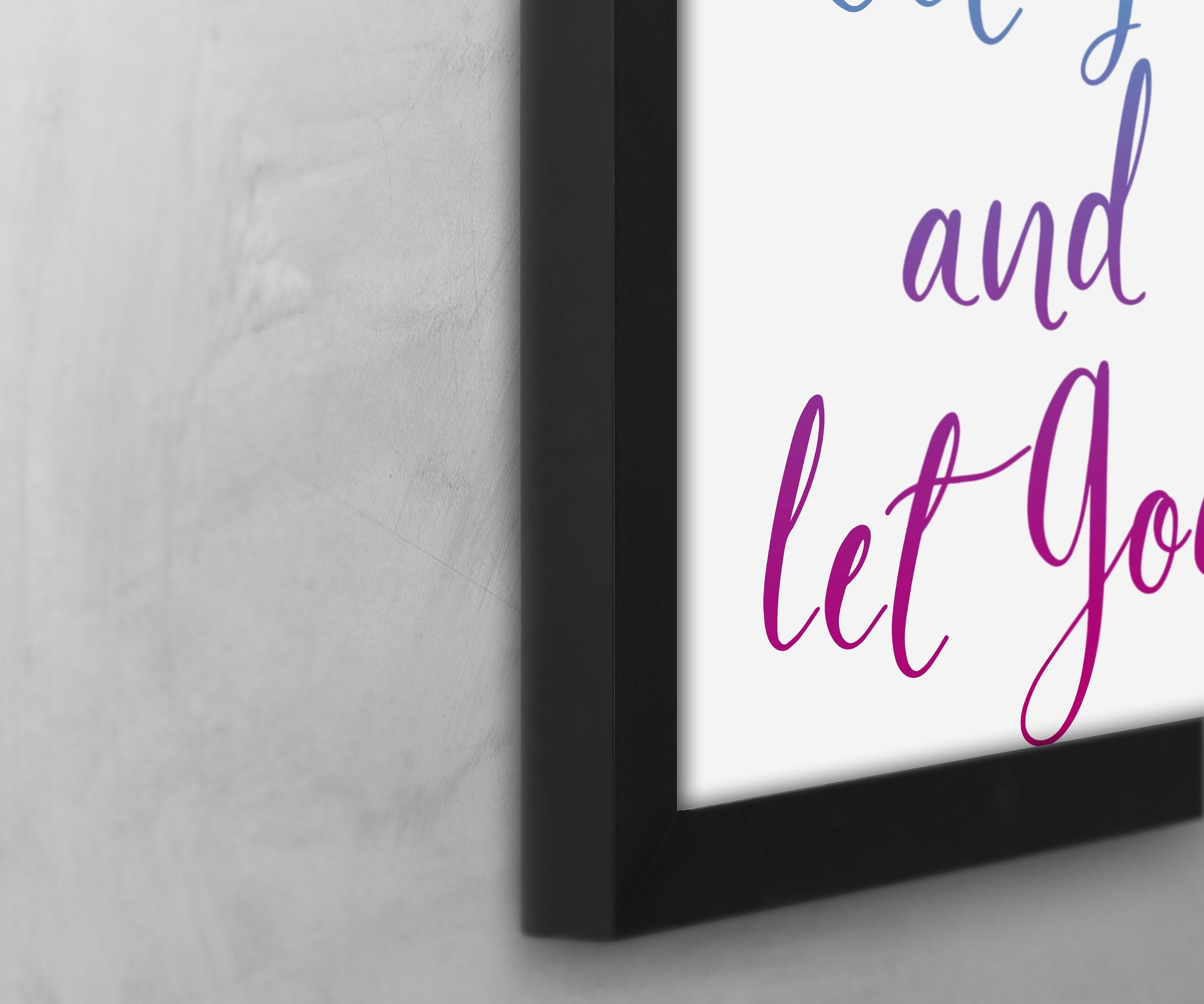 Let Go and Let God, Inspirational Poster, Christian Framed Art, Modern Religious Decor, Ombre Word Art, Minimalist, Frame, Recovery, Uplift