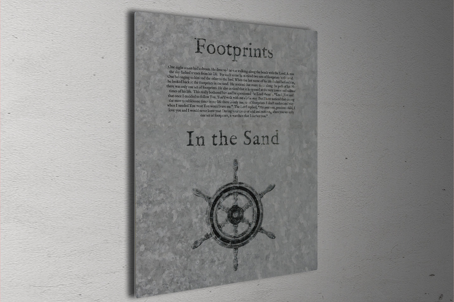 Footprints in the Sand, Galvanized Metal Sign, Footprints Poem, for Him, Christian Decor, Religious Art for Beach house, Gift, Christian Men